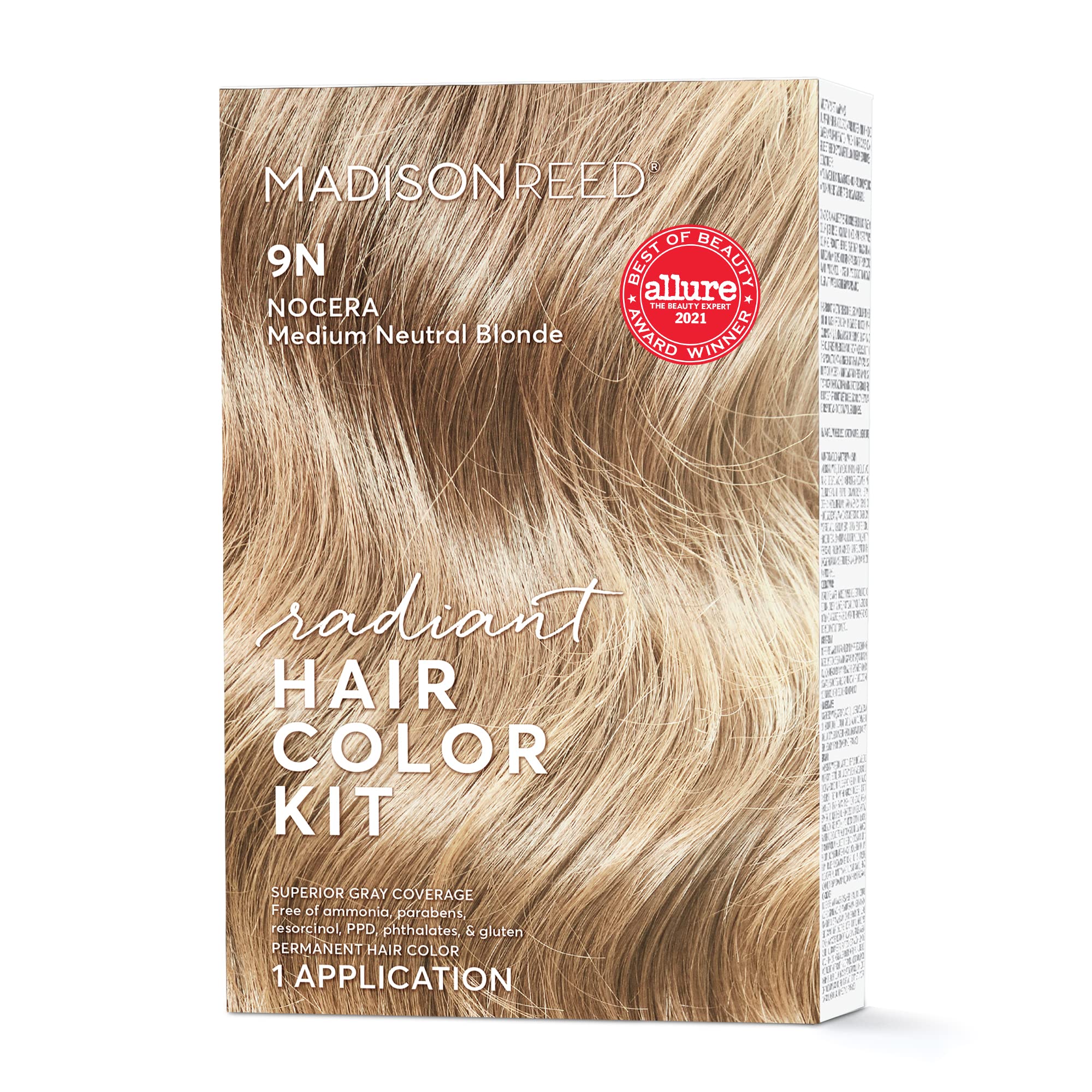 Madison Reed Radiant Hair Color Kit, Permanent Hair Dye, Superior Gray Coverage, Ammonia-Free, Nocera Blonde 9N Medium Neutral B