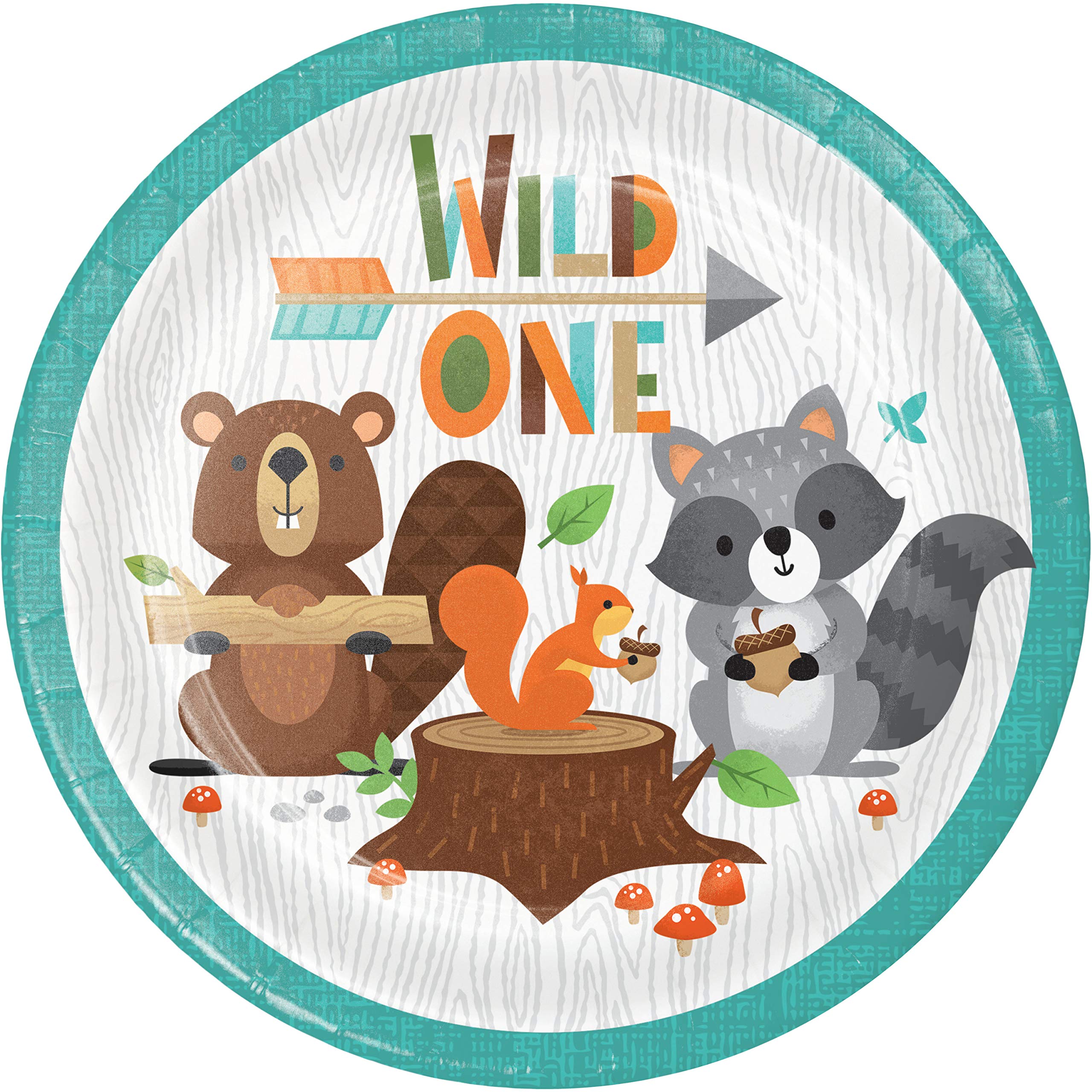 Creative Converting Wild One Woodland Dessert Plates, 8 Ct, Multicolor, 7''''''