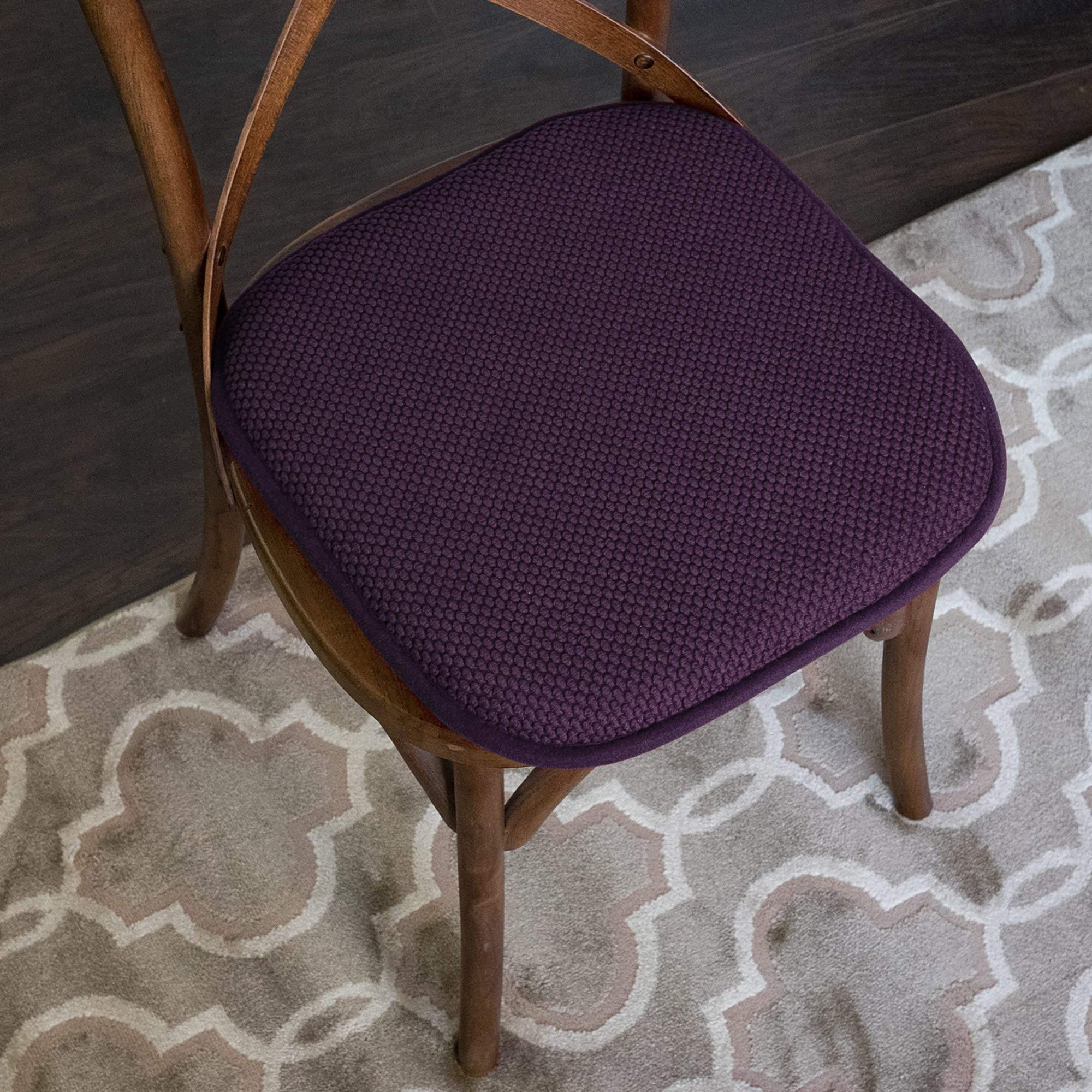 Sweet Home Collection Cushion Memory Foam Chair Pads Honeycomb Nonslip Back Seat Cover 16 X 16 6 Pack Eggplant Purple