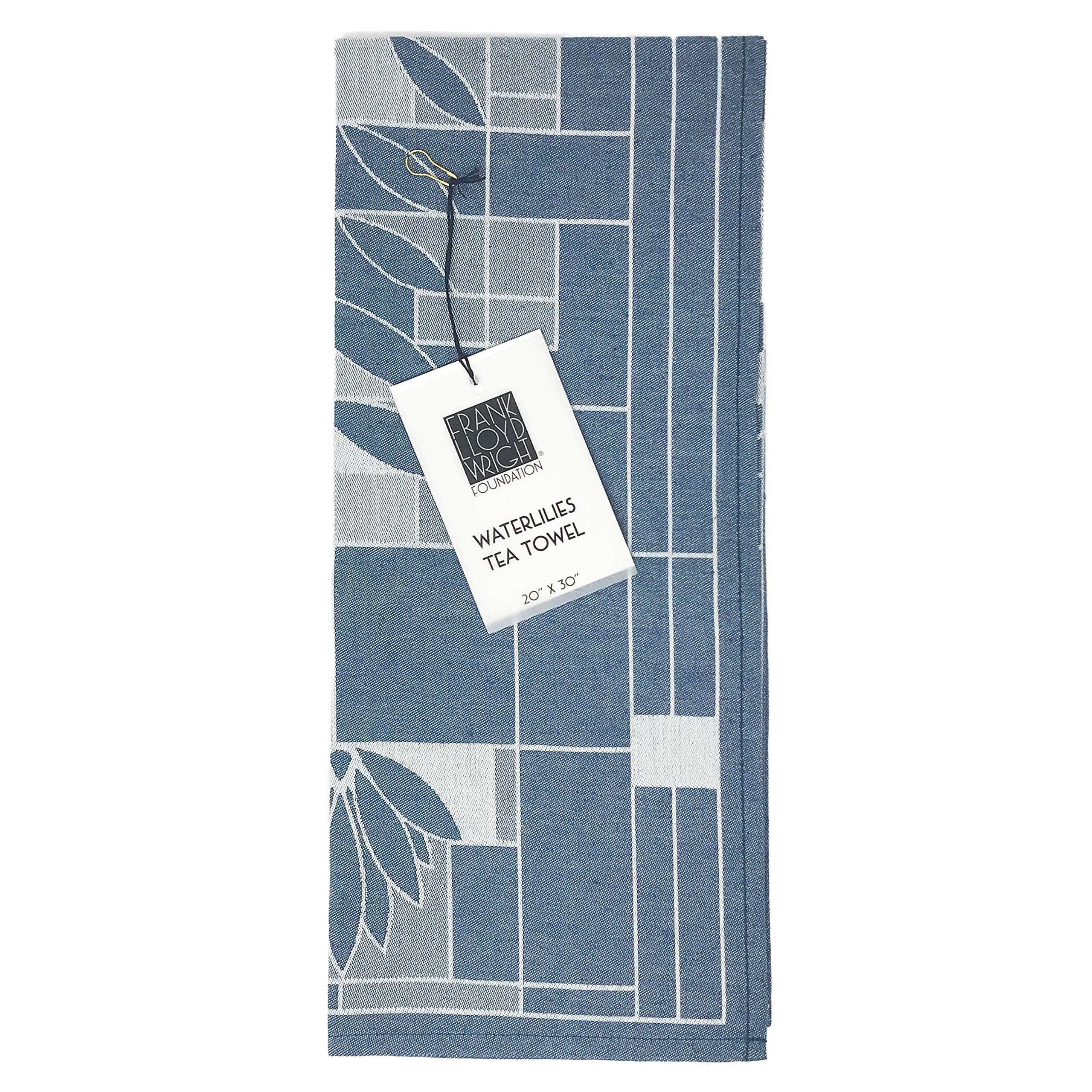Kaf Home Frank Lloyd Wright Woven Jacquard Tea Towel 20 X 30-Inch 100-Percent Cotton (Waterlilies)