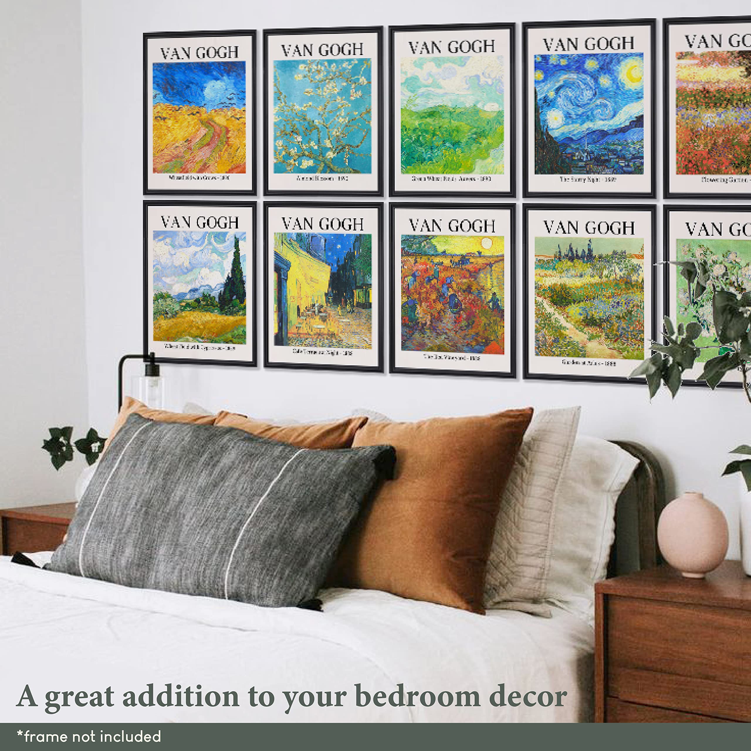 97 Decor Vincent Van Gogh Wall Art - Van Gogh Art Posters  Van Gogh Sunflowers Starry Night Prints  Famous Artist Paintings Impressionist Museum Gallery Exhibition for Bedroom Decor (8x10 UNFRAMED)