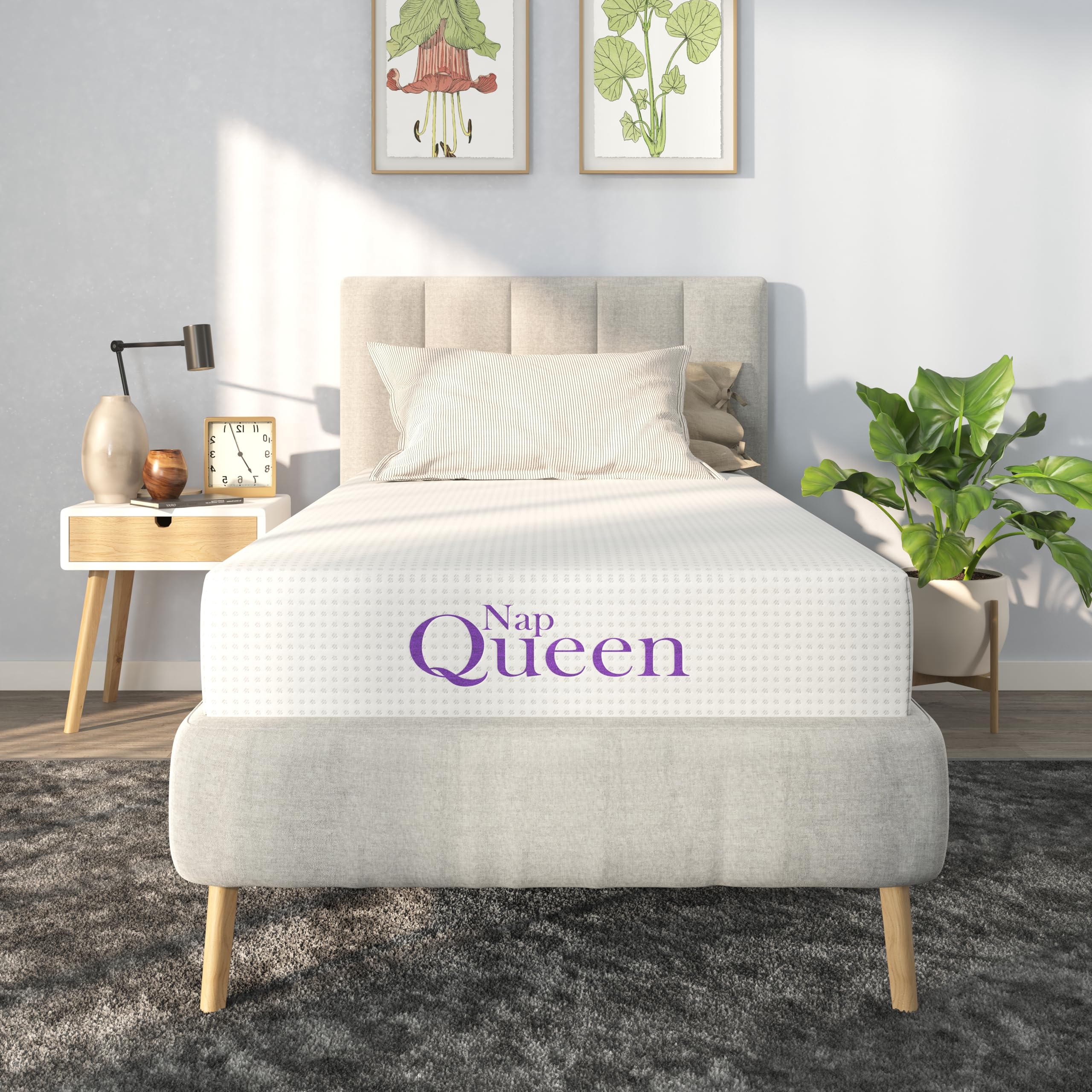 NapQueen 8 Inch Twin-XL Size Mattress  Bamboo Charcoal Memory Foam Mattress  Bed in a Box
