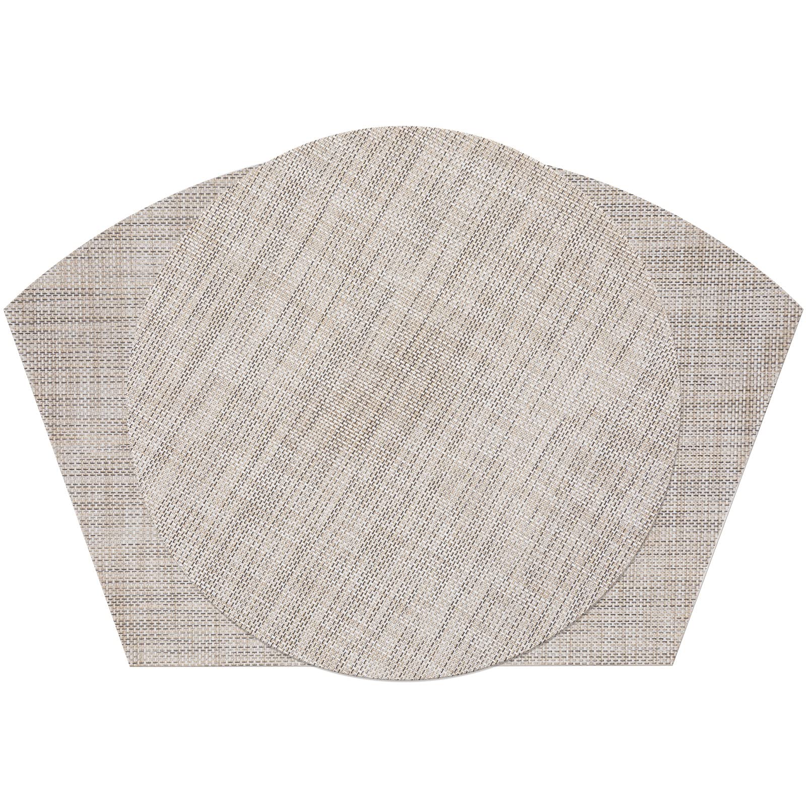 Shacos Round Table Placemats Set Of 7 Wedge Placemats With Centerpiece Round Mats Heat Resistant Washable (7, Beige White Black)