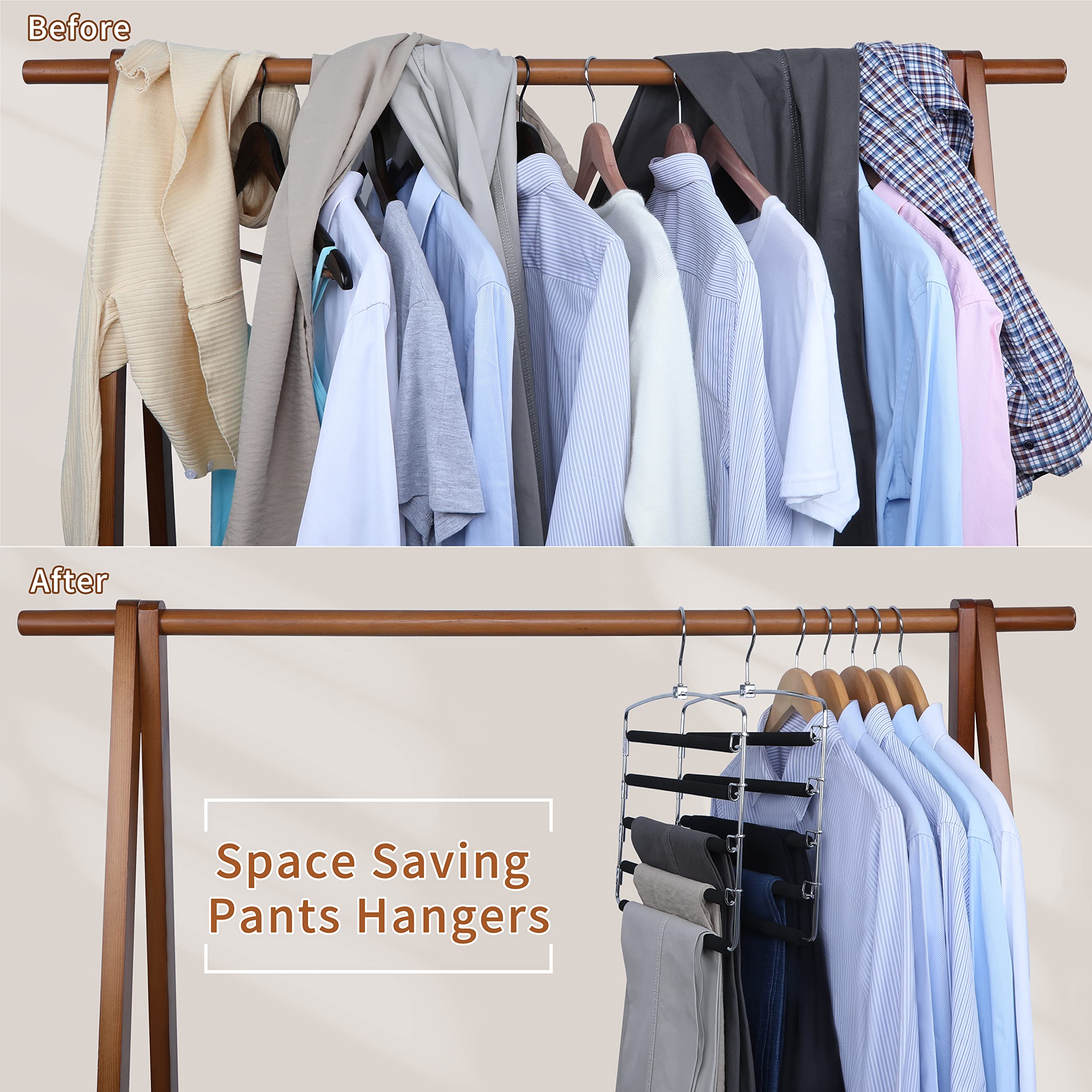 TOPIA HANGER Pants Hangers Space Saving  3-Pack Swing Arm Pants Organizer for Closet  Non-Slip Foam Padded Organizer Hanger for Multi Slacks  Jeans  Trousers  Skirts  Scarfs (Black)-CT27B