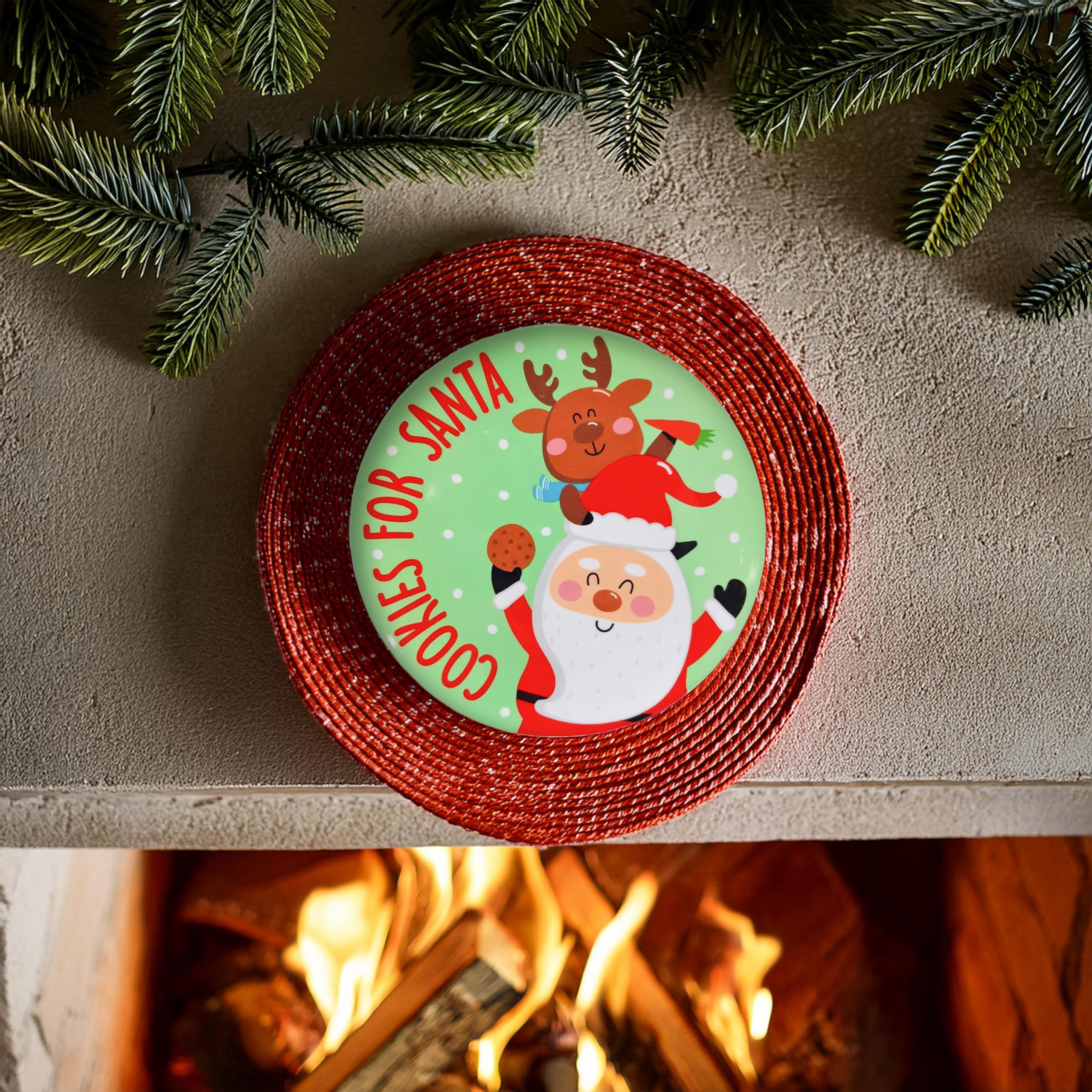 REGENT Cookies For Santa Plate and Mug Set: Elf  Reindeer and Santa Designs Melamine Wares (Santa  1 Plate & 1 Cup)