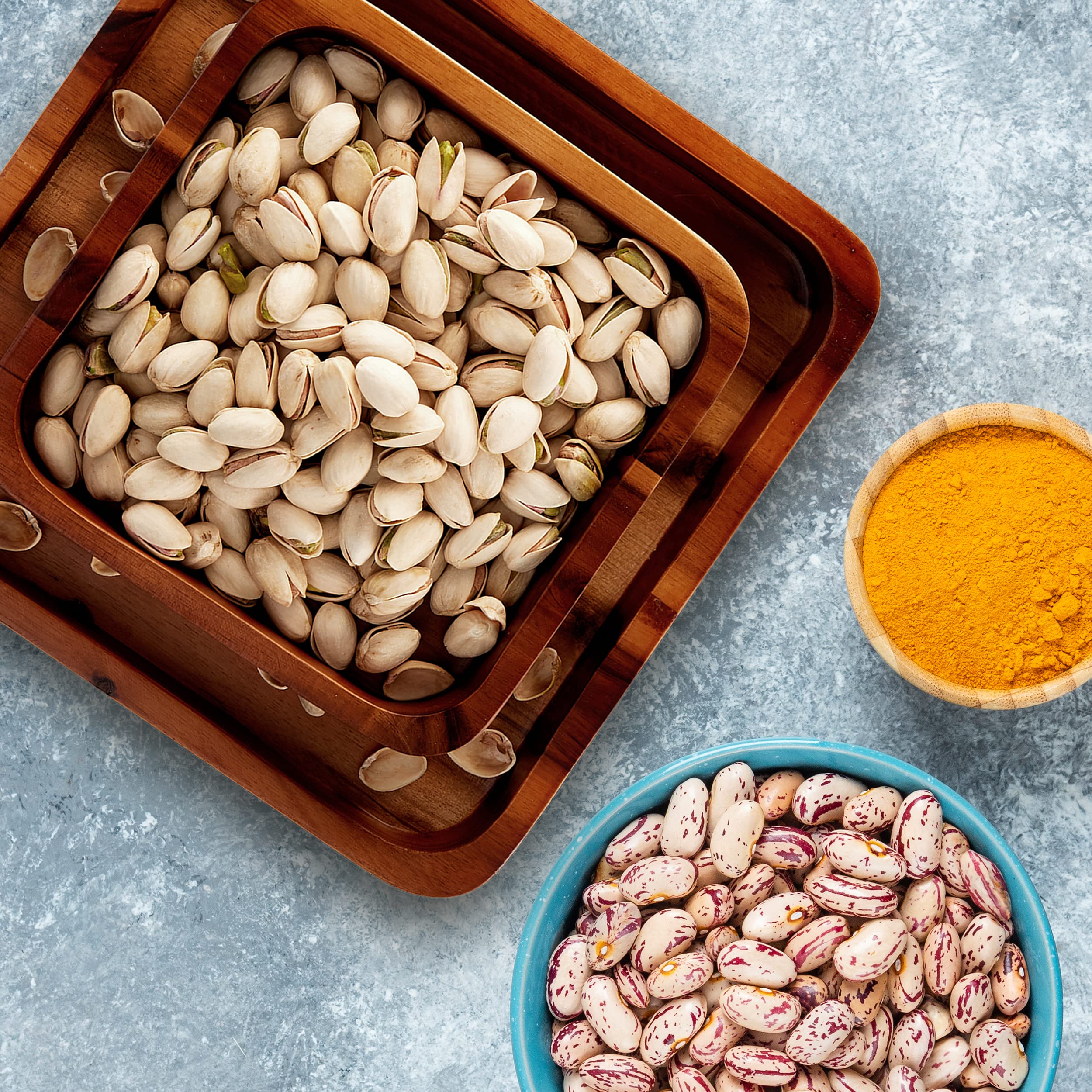 Fanatu Wood Pistachio Snack Bowl With Shell Storage, Double Dish Holder Nut Bowl Pedestal For Sunflower Seed, Peanut, Cherries,