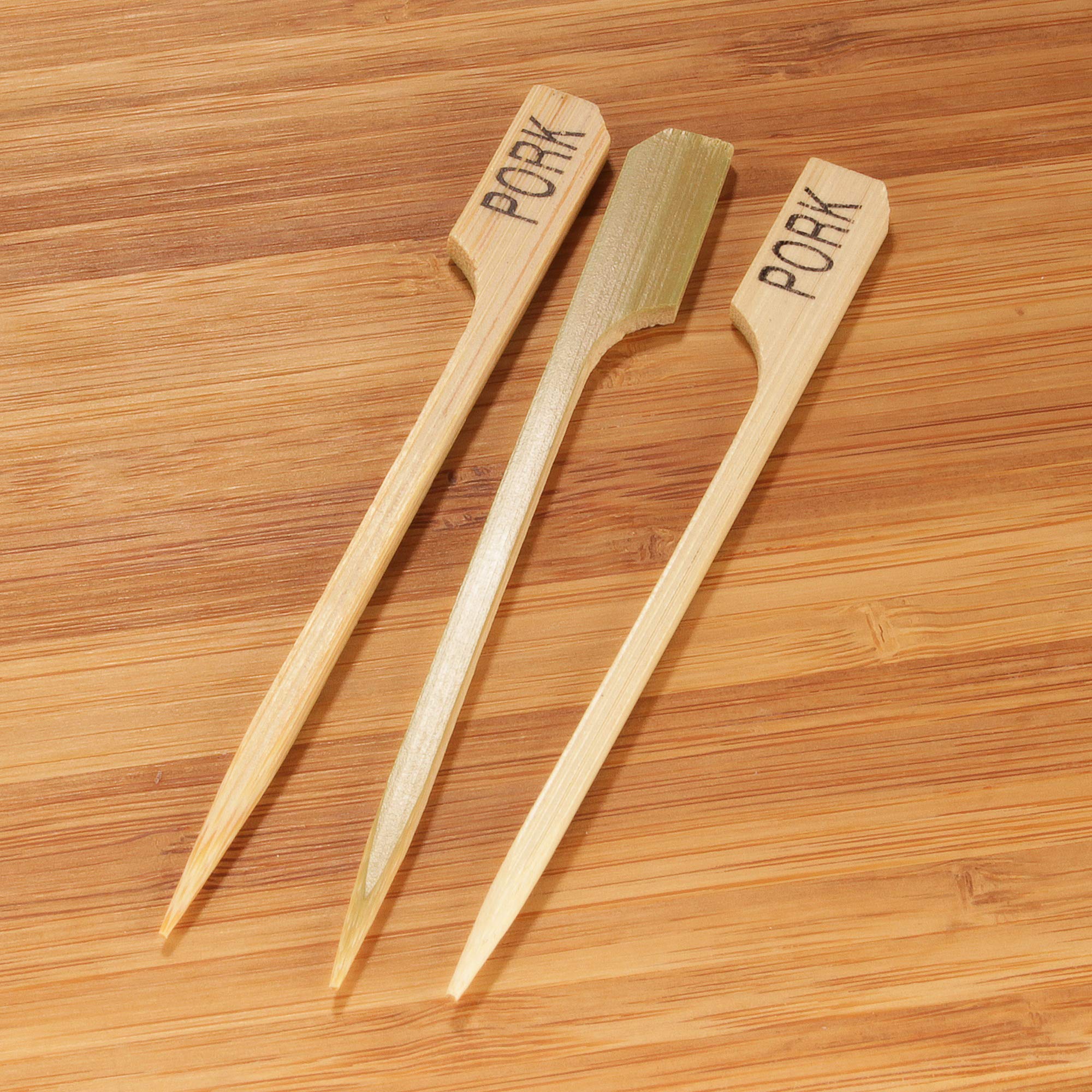 Bamboomn - Pork Meat Marker Bamboo Paddle Pick - 3.5'' (8.9Cm) - 300 Pieces