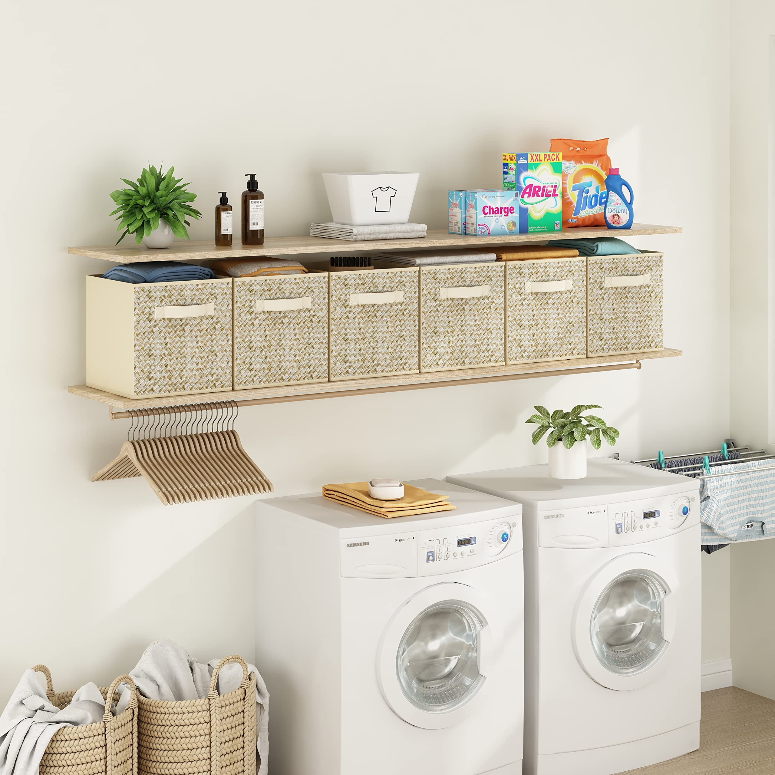 Wisdom Star 6 Pack Fabric Storage Cubes with Handle  Foldable 13x13x15 Inch Cube Storage Bins  Storage Baskets for Shelves  Storage Boxes for Organizing Closet Bins