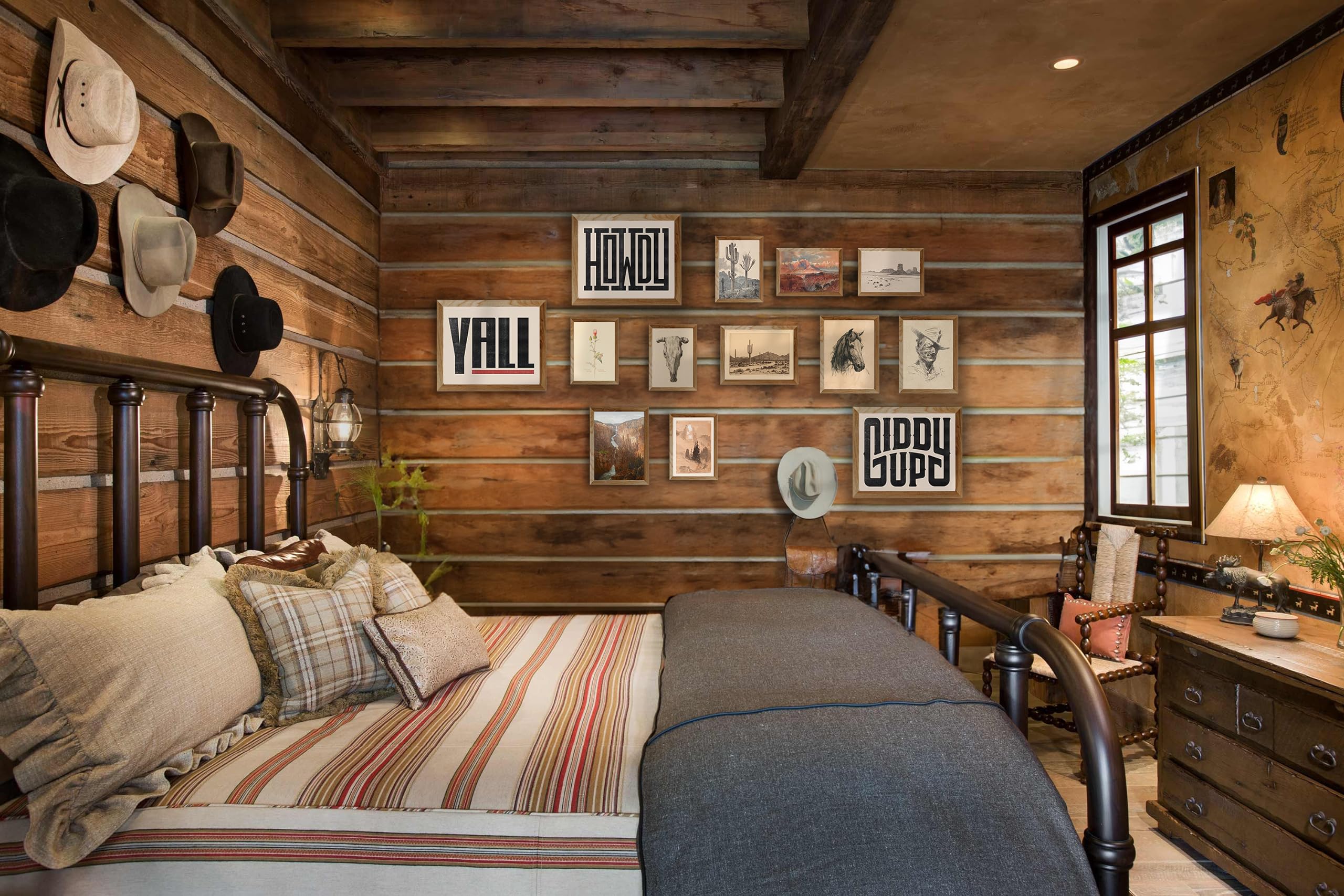 Waschbr Western Wall Decor, Farmhouse Posters, Boho Ranch Desert Southwest Wall Collage Kit, Western Aesthetic Art Pictures For
