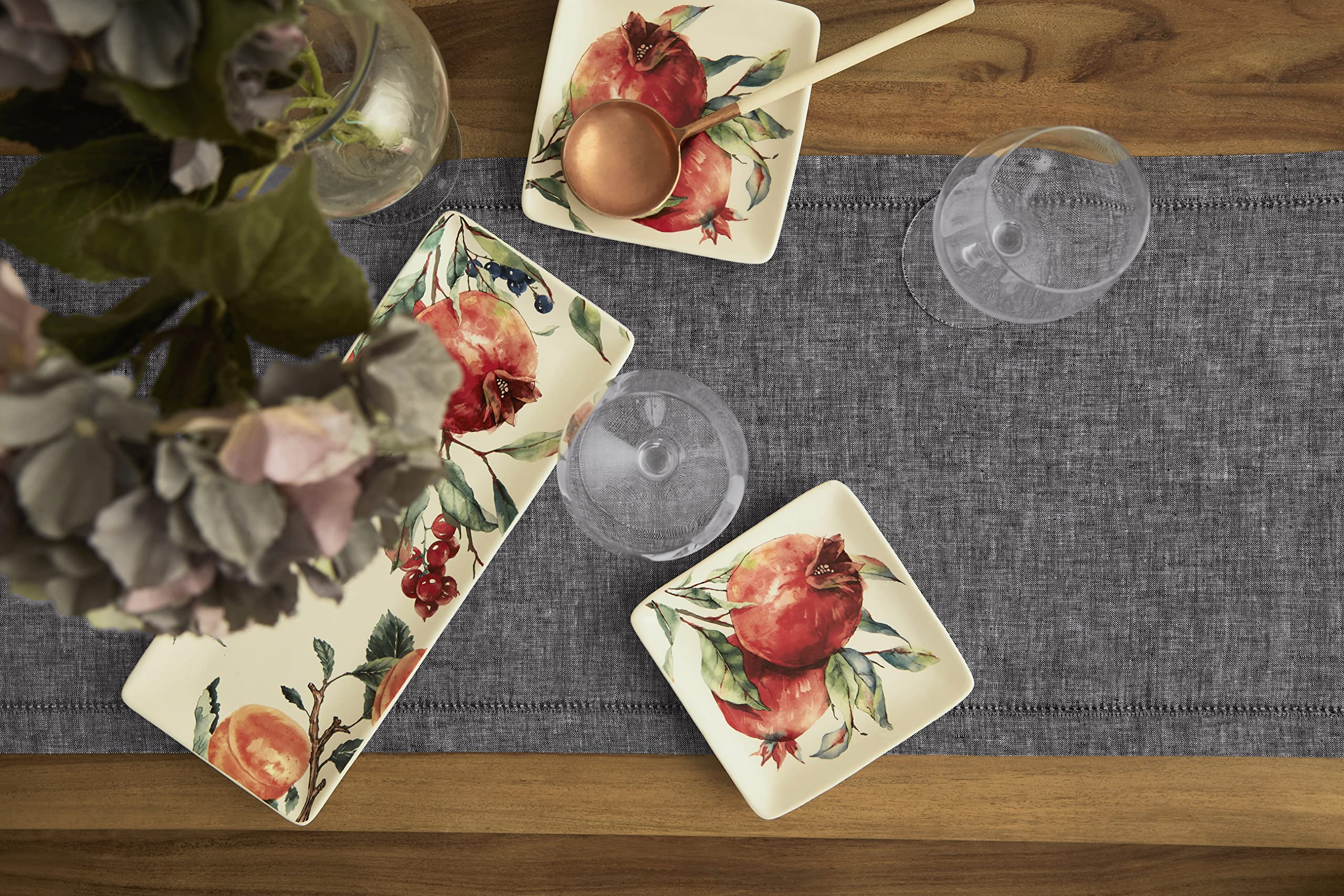 Solino Home Linen Table Runner 14 x 72 Inch - Chambray Black  100% Pure Linen Hemstitch Table Runner for Spring  Summer  Dining - Milan  Machine Washable and Handcrafted from European Flax