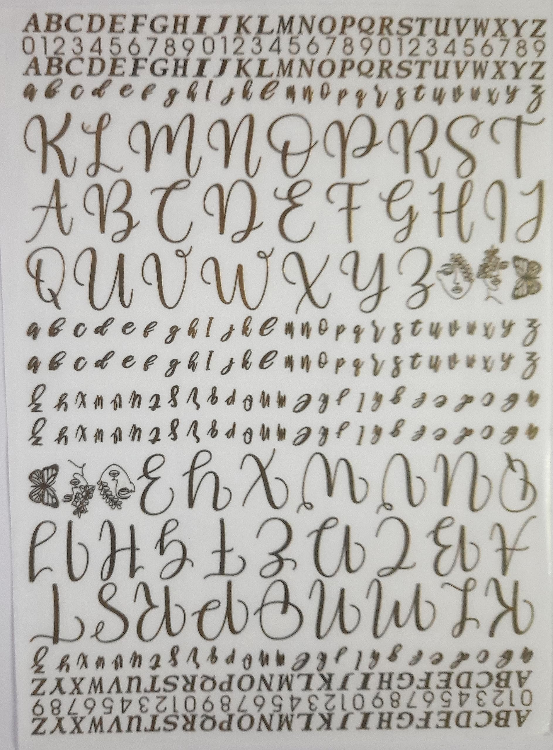 Ditya Crafts Golden EP Metallic Sticker Sheet for Resin A/4 Size Sheet Metal Alphabet Sheet
