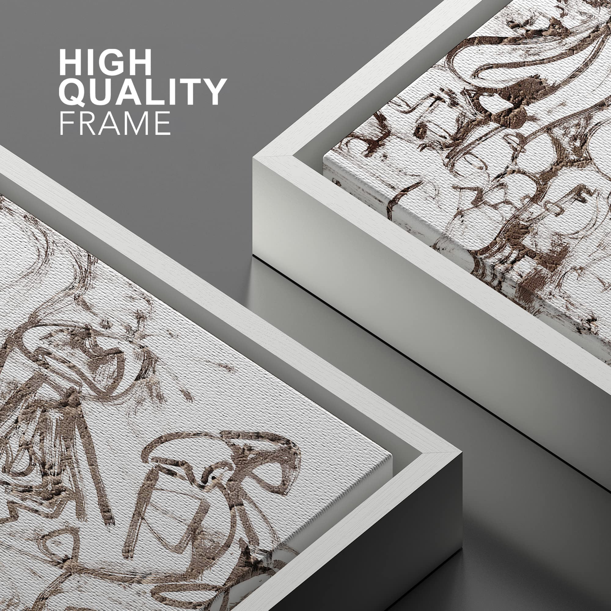 SIGNWIN Framed Canvas Print Wall Art Brown Paint Stroke Graffiti Landscape Abstract Geometric Illustrations Modern Art Minimalism Relax/Calm Zen for Living Room  Bedroom  Office - 24''x36'' WHITE