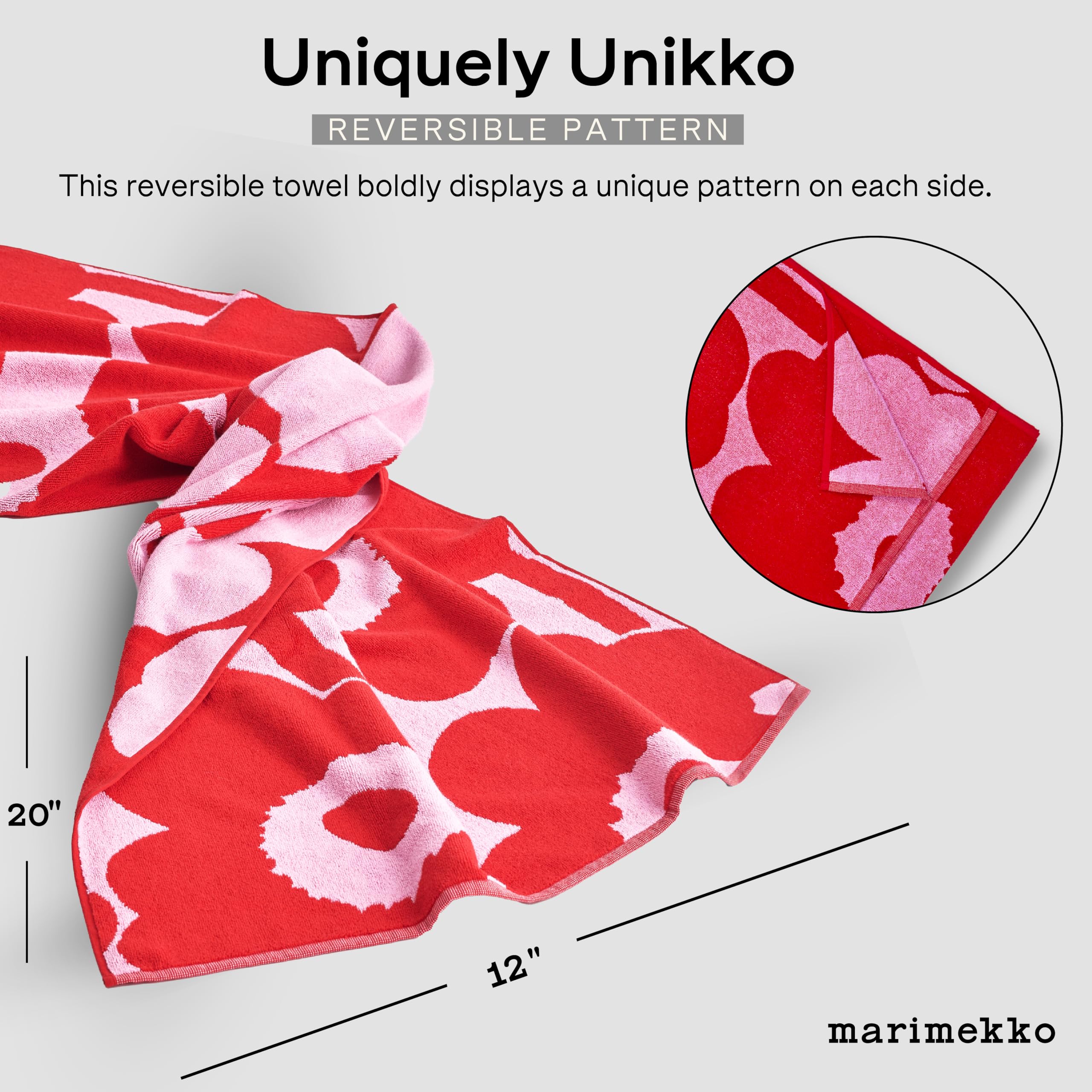 Marimekko Unikko Terry Cotton Guest Towel (Blue) - Floral Patterned Guest Towels - 20 In X 12 In