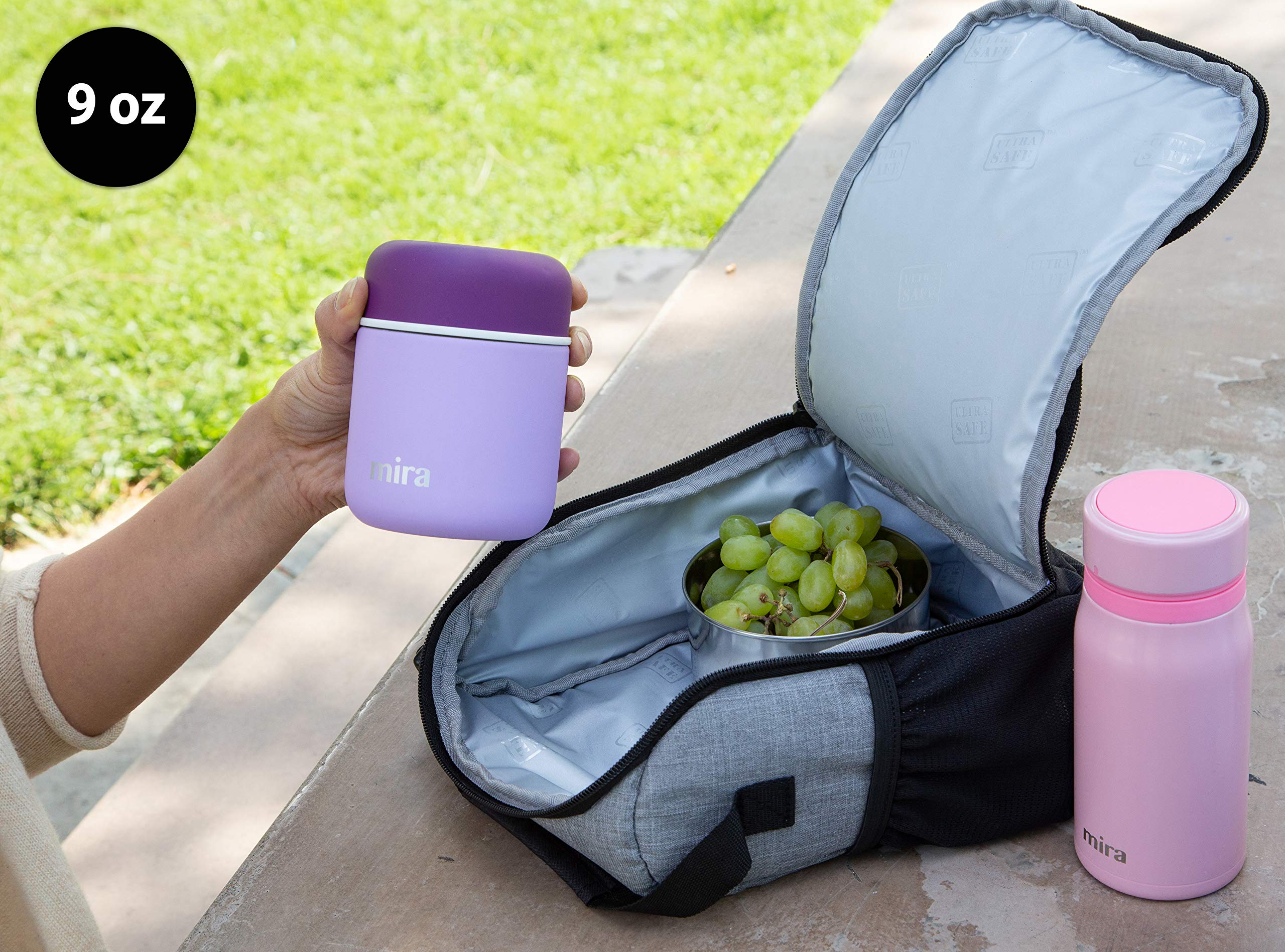 Mira 9Oz Insulated Food Jar Thermo For Hot Food & Soup, Compact Stainless Steel Vacuum Lunch Container - Lilac