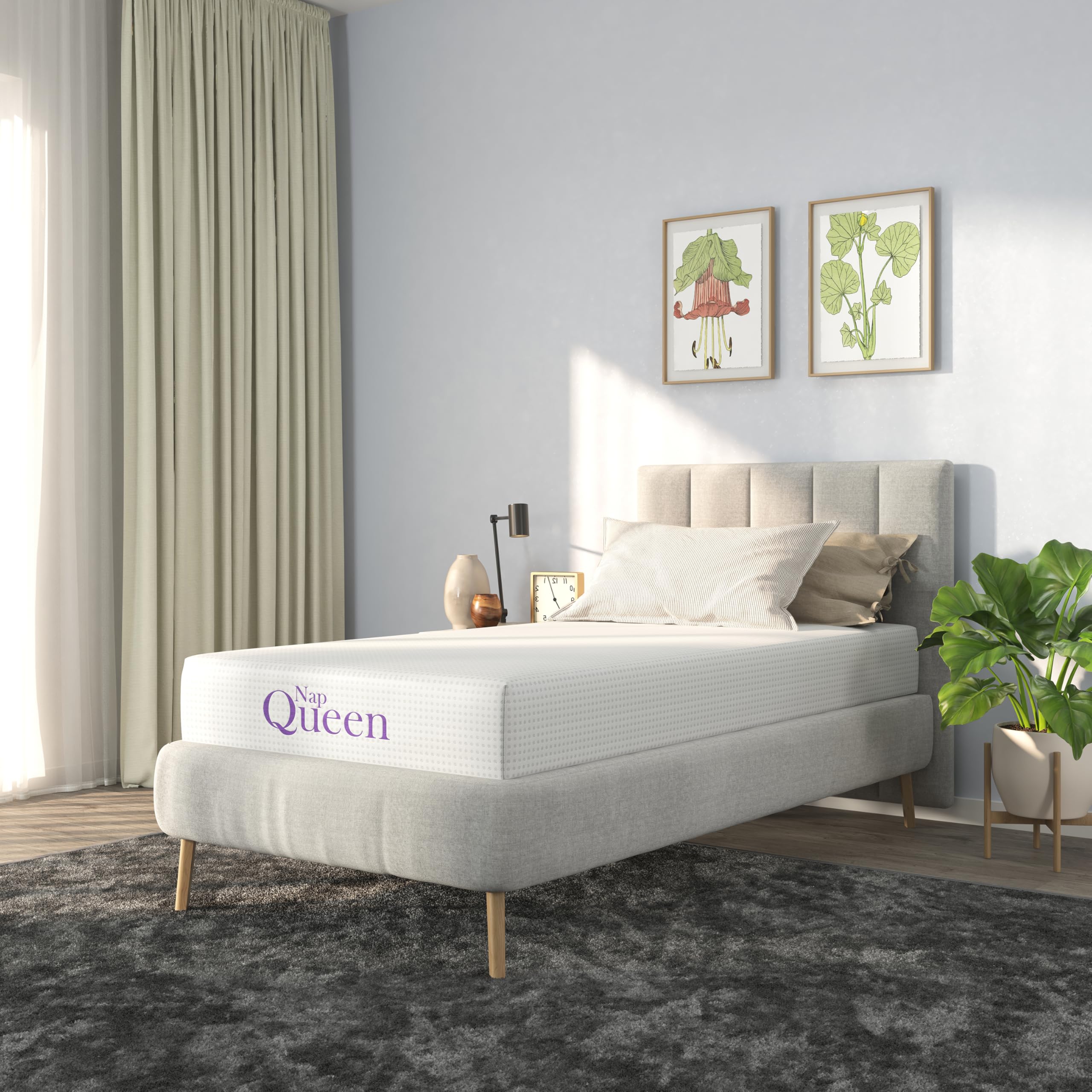 NapQueen 8 Inch Twin-XL Size Mattress  Bamboo Charcoal Memory Foam Mattress  Bed in a Box