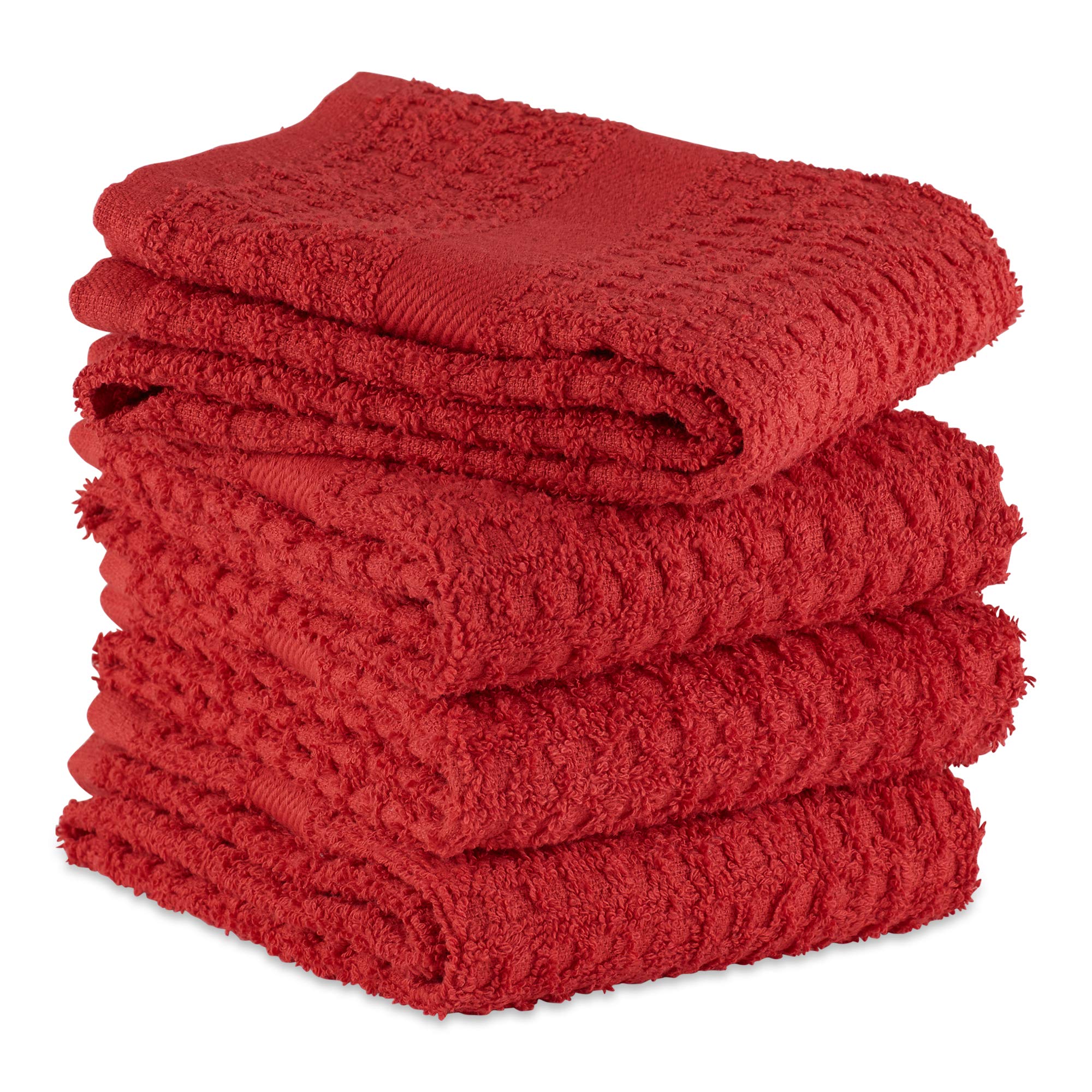 SOLID WAFFLE DISHTOWEL RED Set of 4