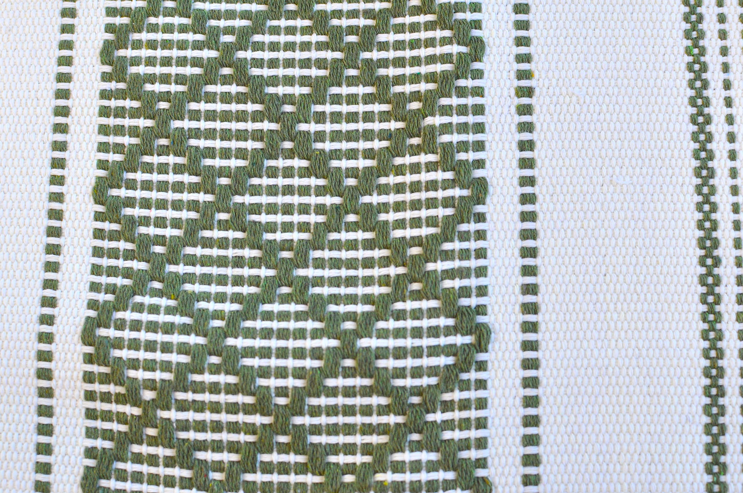 Boho Dining Table Runner With Tassels 14 X 90 Inches, Olive Green & Cream | Woven Washable Dresser Scarf For Bedroom | Farmhouse