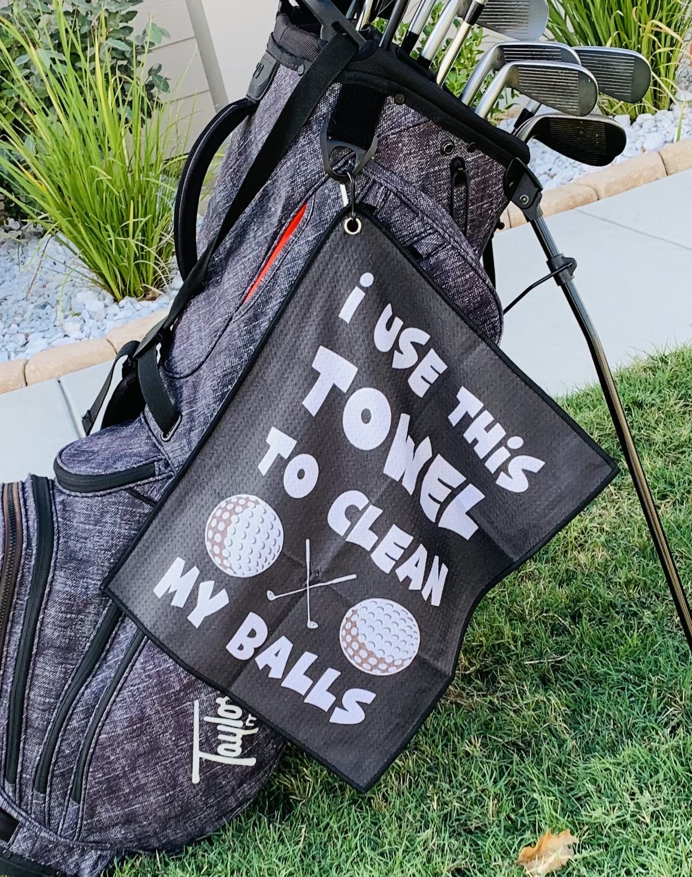 SHANKITGOLF Funny Golf Towel  Printed Golf Towels for Golf Bags with Clip Golf Gift for Men Husband Boyfriend Dad  Birthday Gifts for Golf Fan  Funny Golf Lover Gift Clean My Golf Balls