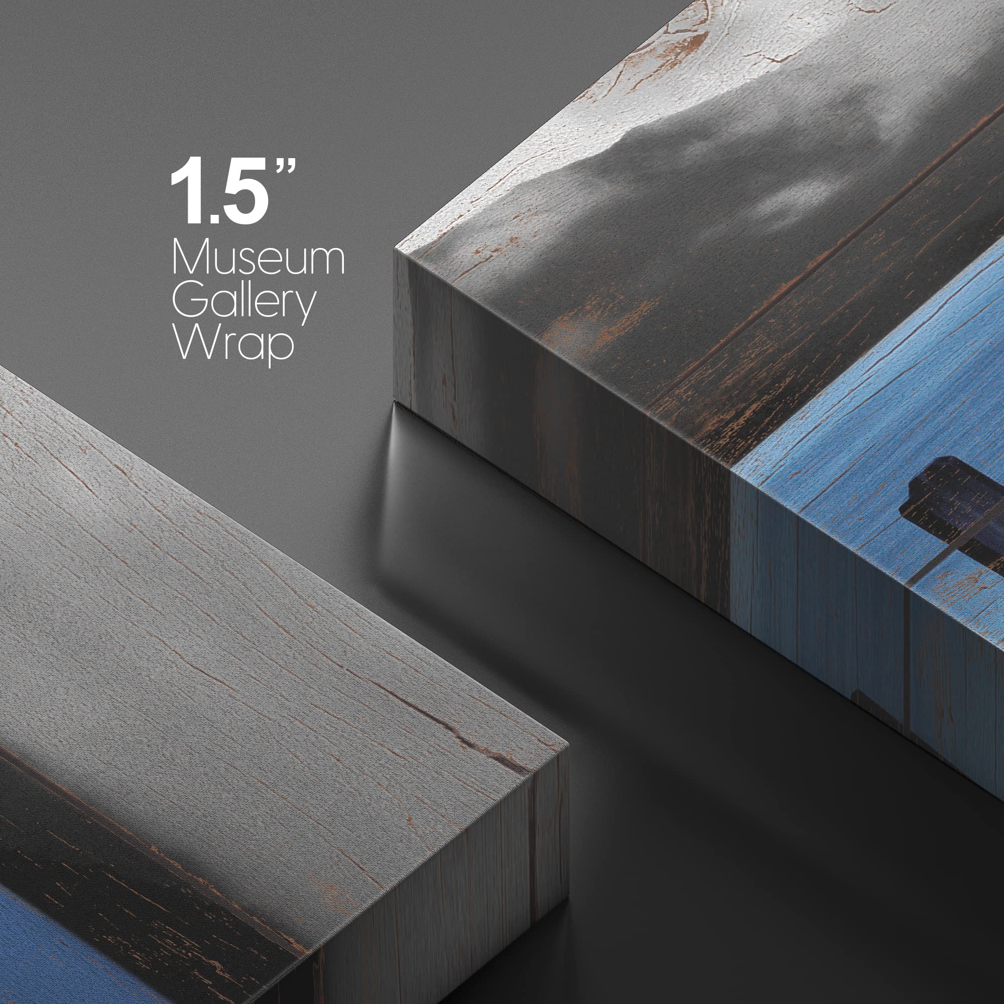 Wall26 Canvas Print Wall Art Evening On Black & Blue Grayscale Beach Pier Nature Wilderness Digital Art Realism Chic Colorful Mu