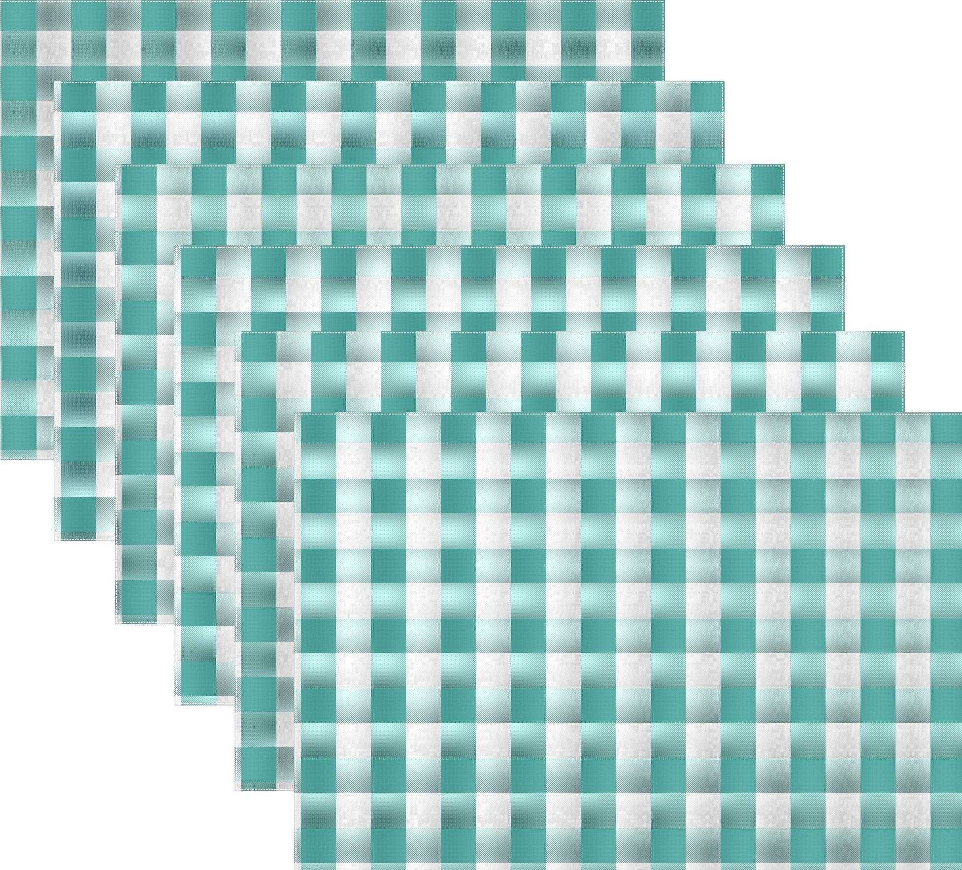 Urban Villa Placemats For Dining Table 100% Cotton Placemats 14 ' 'X20 ' ' Over Sized Tablemats Set Of 6 Placemats Aqua/White Co