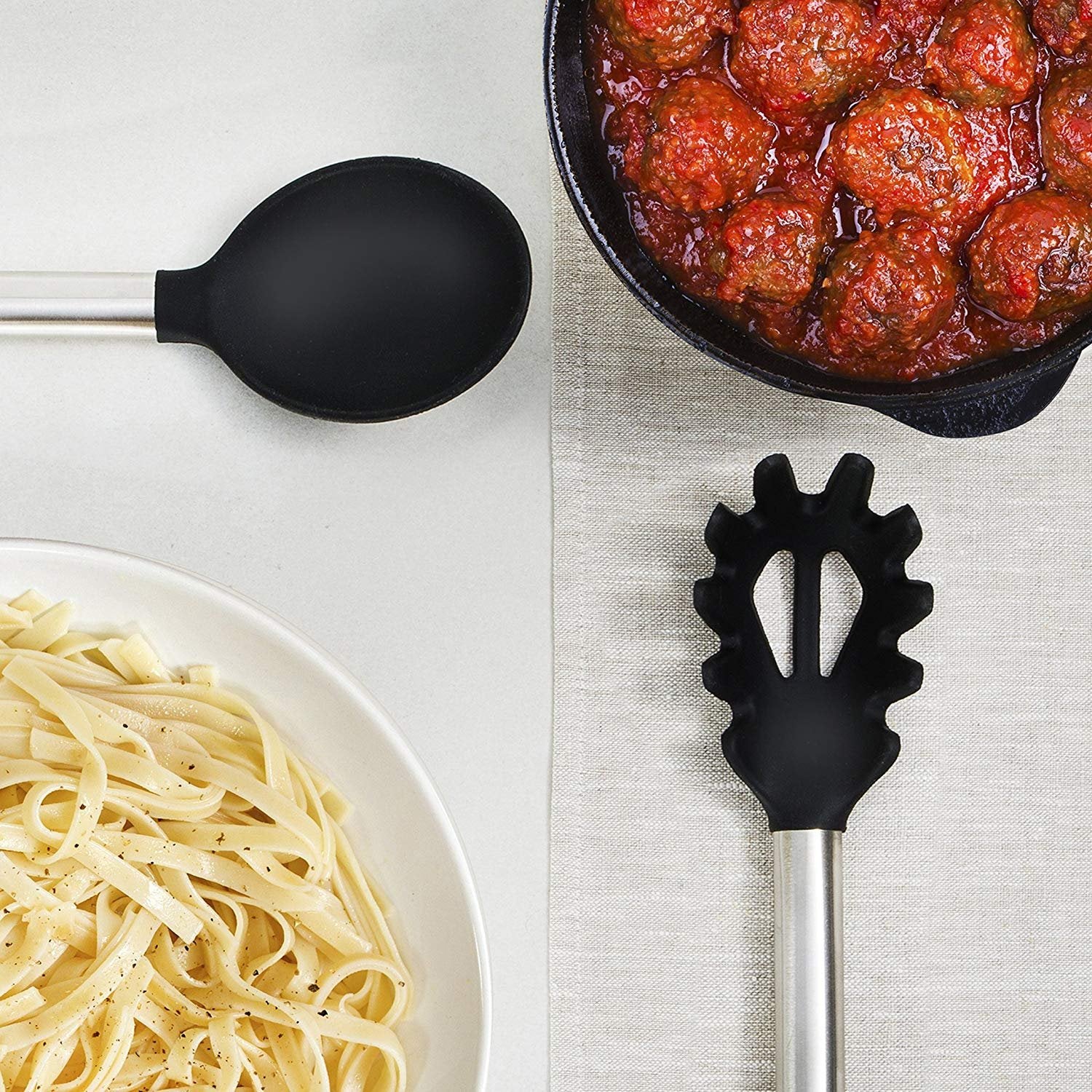 Kitchen Utensil Set-Silicone Cooking Utensils-33 Kitchen Gadgets & Spoons For Nonstick Cookware-Silicone And Stainless Steel Spa
