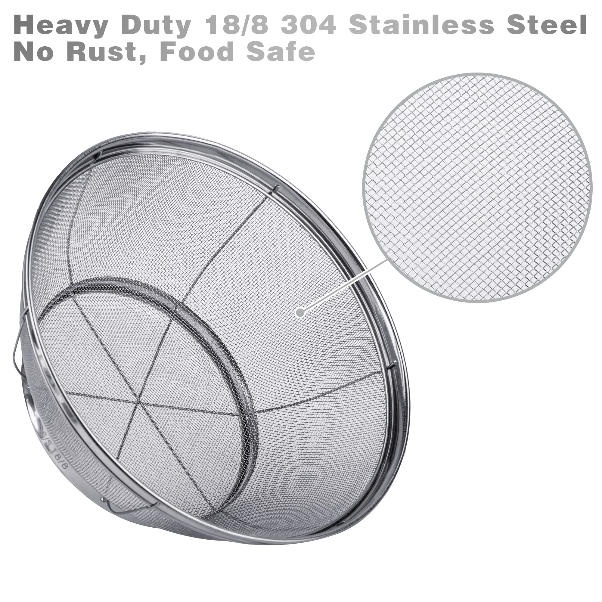 5 Pack Strainers For Kitchen, 18/8 Stainless Steel Colander, Fine Mesh Strainer For Pasta, Rice And Fruit, Sieve For Strain, Dra