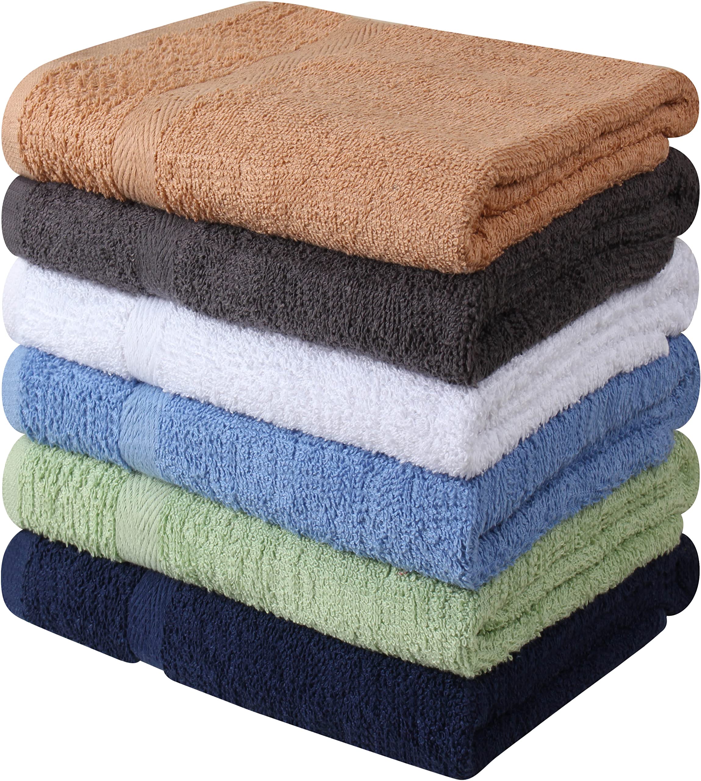 Towel And Linen Mart 100% Cotton 6 Pack Bath Towel Set, Quick Dry, Super Absorbent, Light Weight, Soft, Multi Colors (27 X 54 Pa