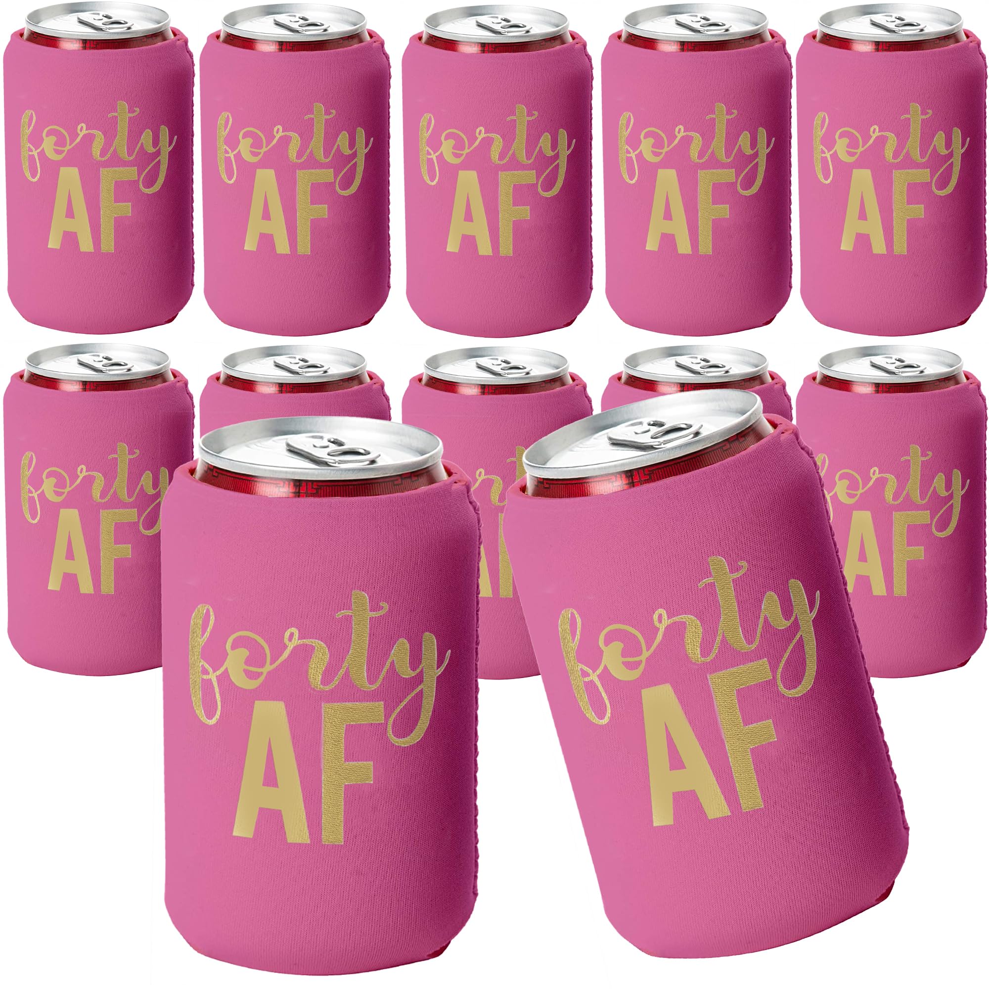 Forty Af Can Coolers, Black And Gold 40Th Birthday Decorations Man, 40 Af Set Of 12 40Th Birthday Party Favors, Perfect 40Th Bir