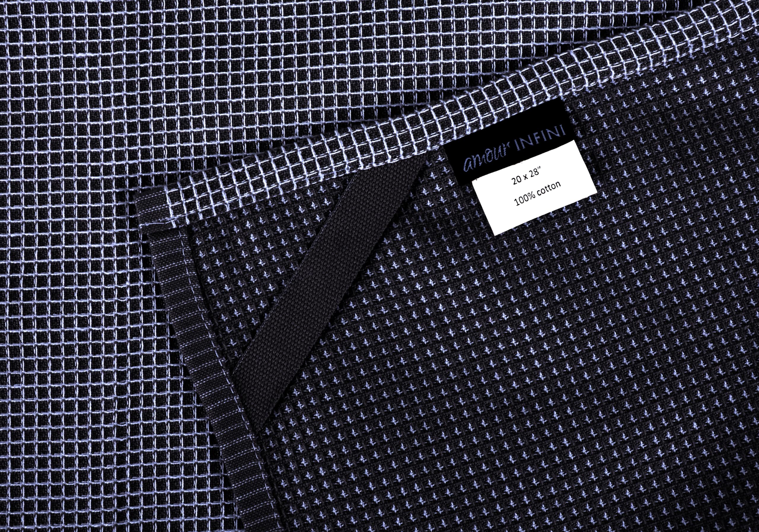 Amour Infini Cotton Kitchen Towels - Set Of 4 Highly Absorbent, Ultra Soft Waffle Weave Tea Towel With Hanging Loop - 20X28 Inch