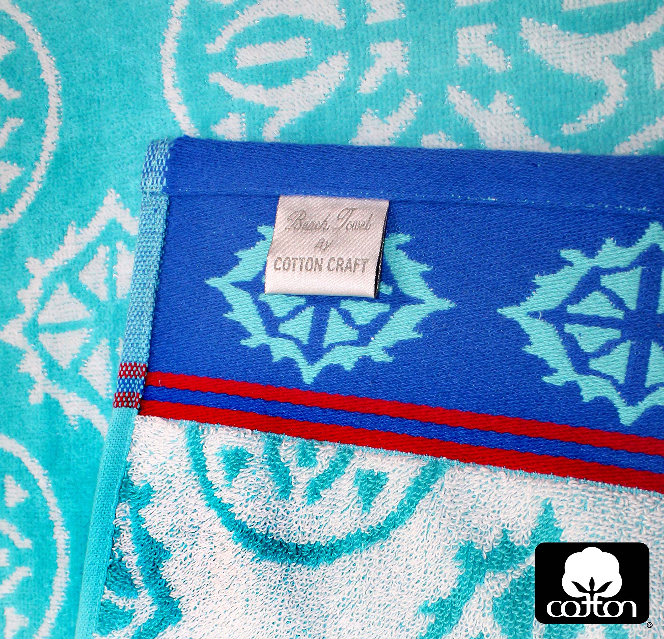 Cotton Craft Oversized Extra Wide Xl Beach Blanket Towel For Two 58 X 68-100% Cotton Velour - Big & Huge - Pool Picnic Bath Jacq