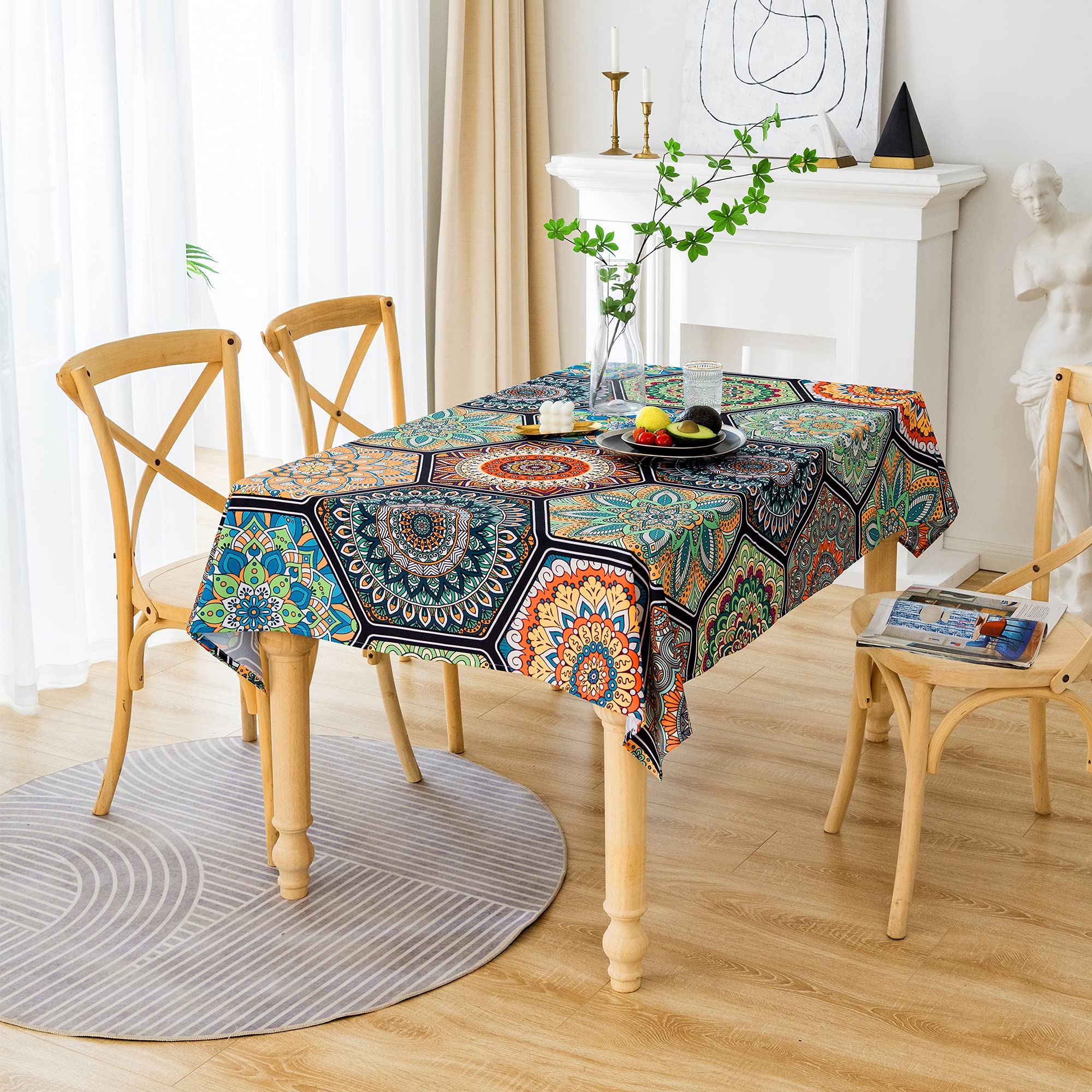 Hms Happy Memories Tablecloth, Original Design Hand Drawing Art Print Table Cloth, Washable Water Resistance Microfiber Decorati