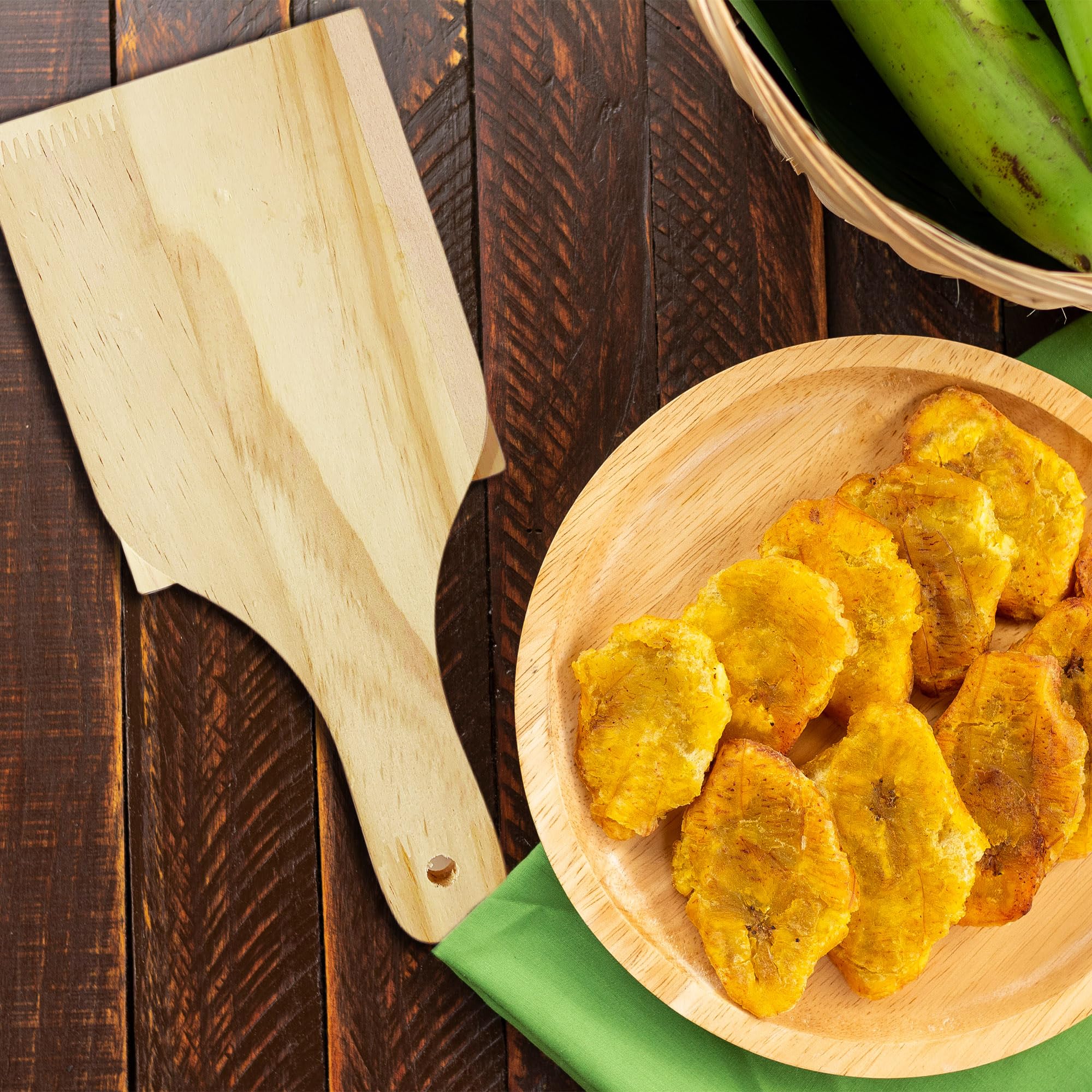 Tostones Plantain Press Wooden Tostonera Para Platanos Fried Banana Masher For 3.3'' Tostones And Stuffed Plantains, 10.5''X4.5'