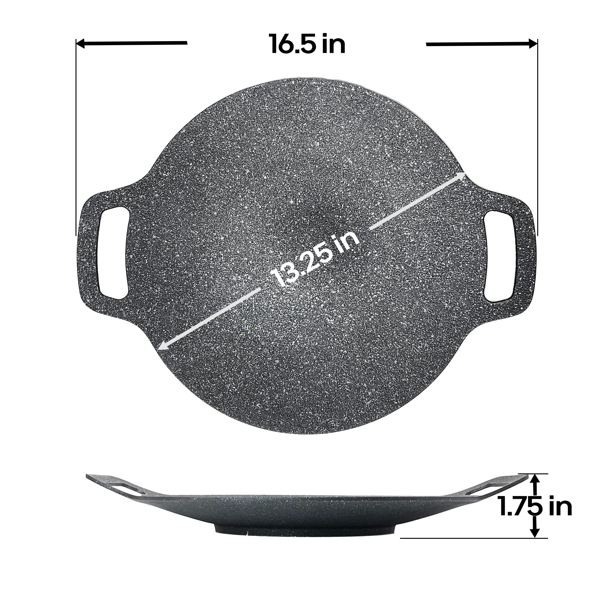 Saltlas Korean Style Bbq Grill Pan For Stove Top, Camping Stove And Ih Stove, 13''- Round Griddle With Double Bottom, Non-Stick