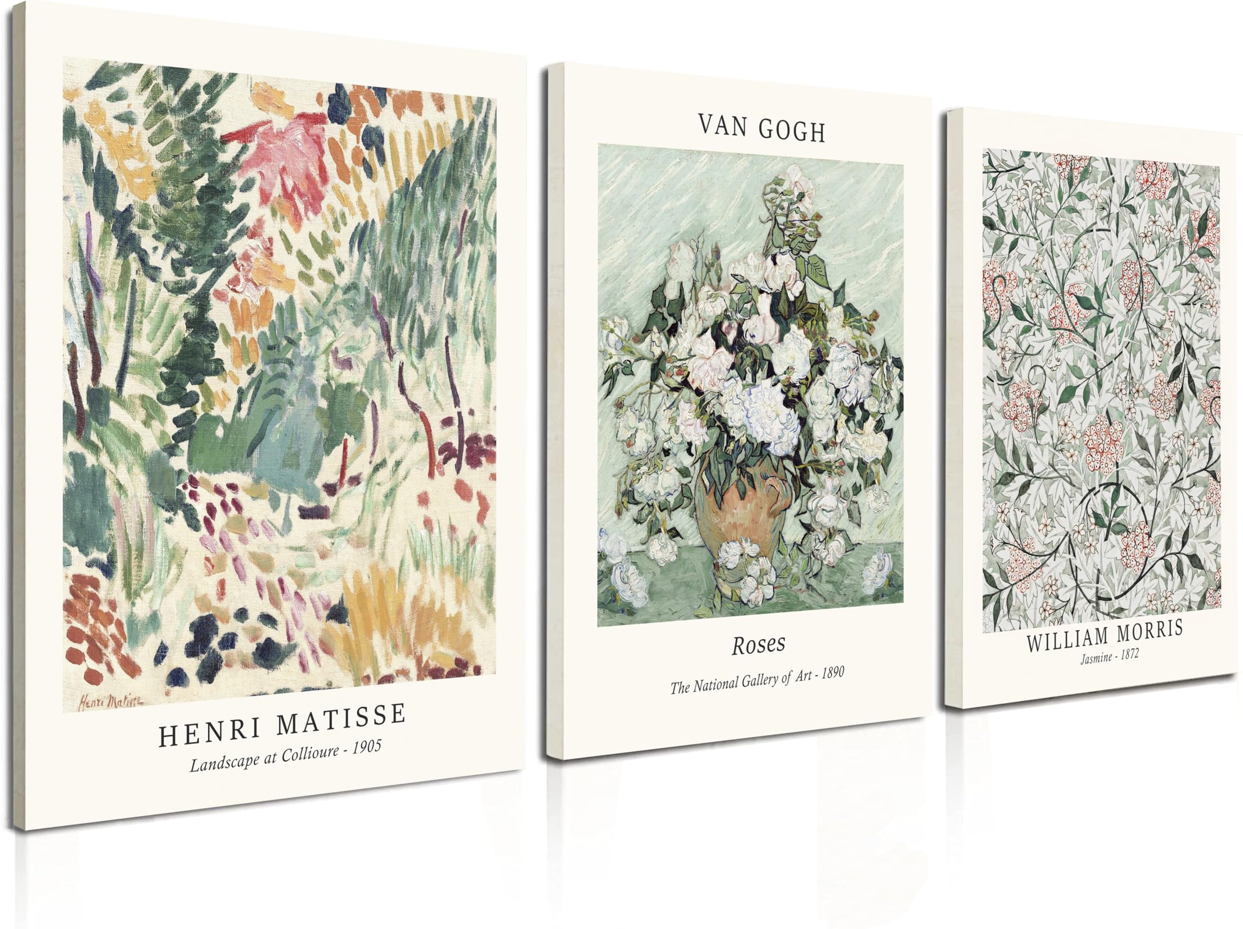 Induslyfe Framed Sage Green Vintage Wall Art Canvas Decor Set Of 3, Matisse Wall Art Prints Posters Mid Century Modern Art, Aest