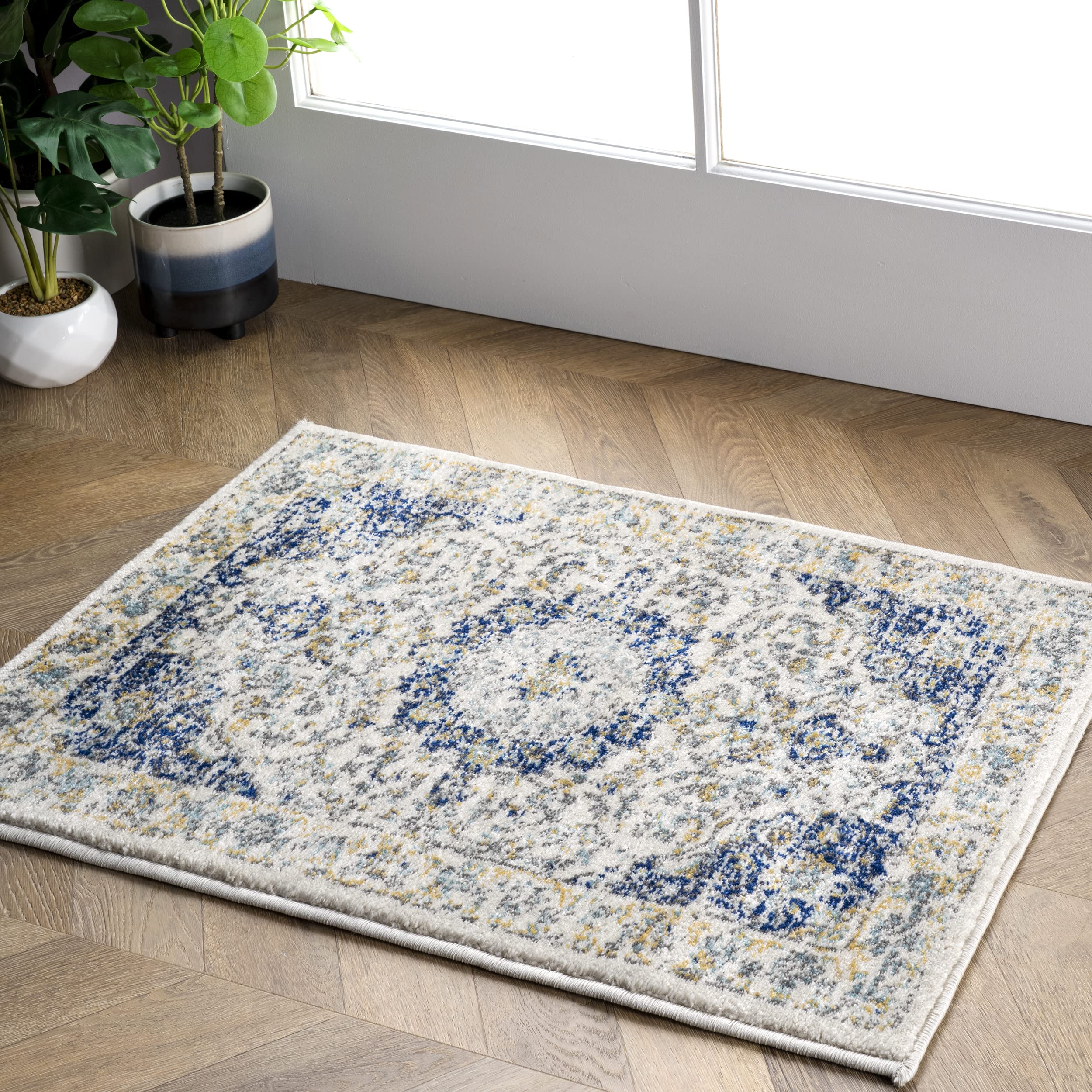 nuLOOM Verona Vintage Persian Accent Rug, 3' x 5', Blue, Rectangular, 0.35'' Thick