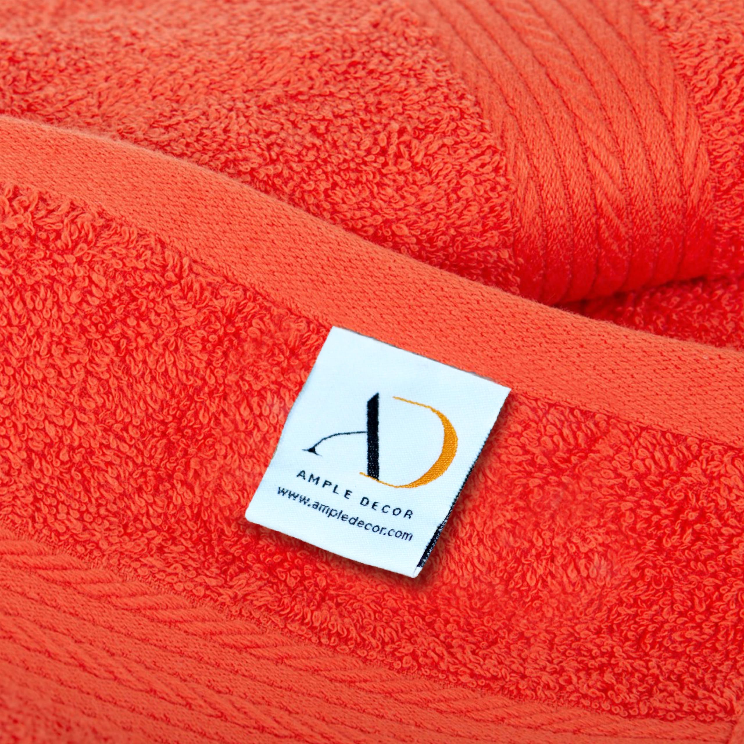 Ample Decor Bath Towels 30 X 54 Inch 600 GSM 100% Cotton Towels for The Bathroom - 4pcs Orange