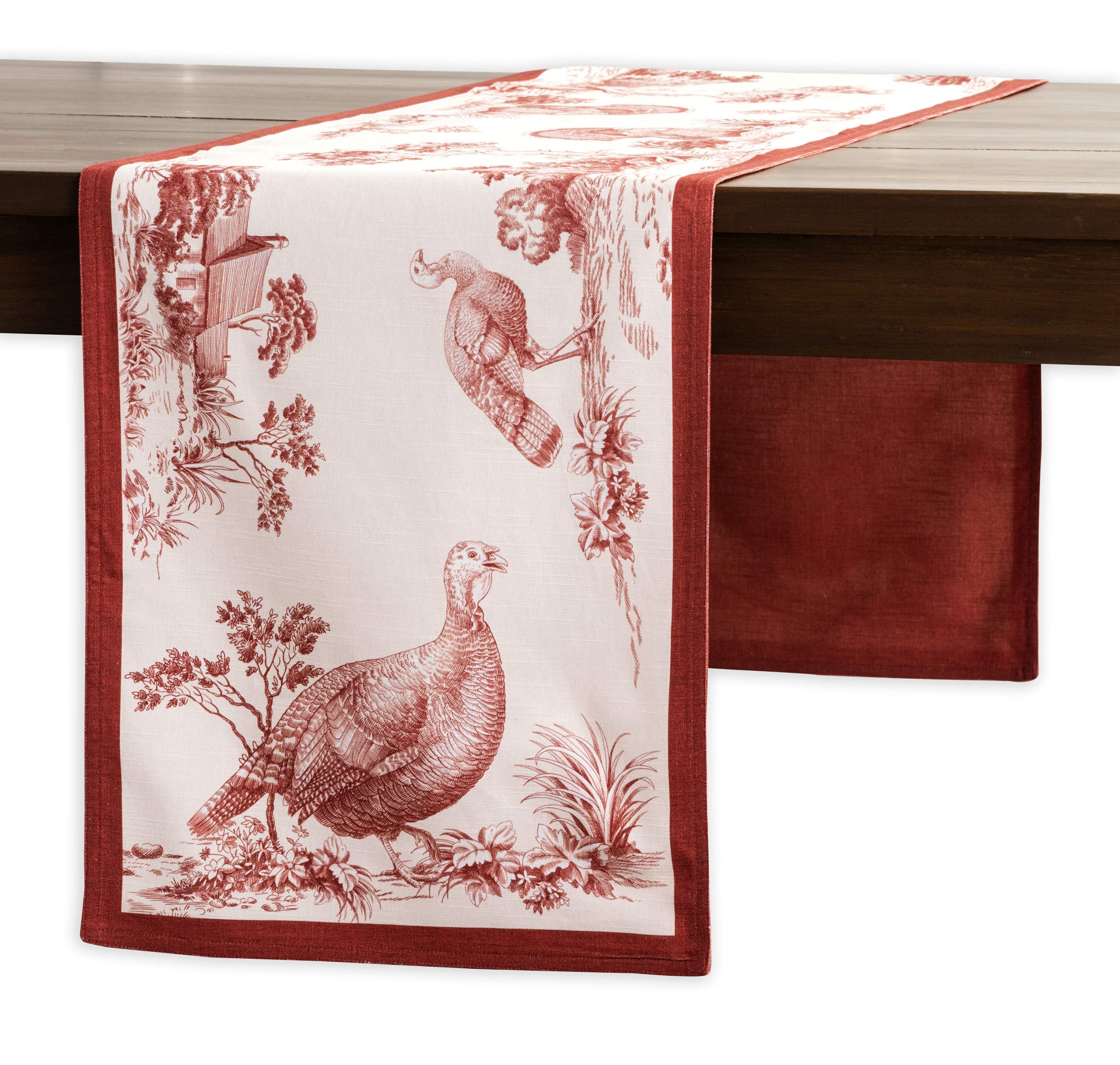 Maison D' Hermine Tablerunner 100% Cotton Table Runner Decorative Table Covers, Dining, Home, Buffet, Holy Jouy - Red (Double La