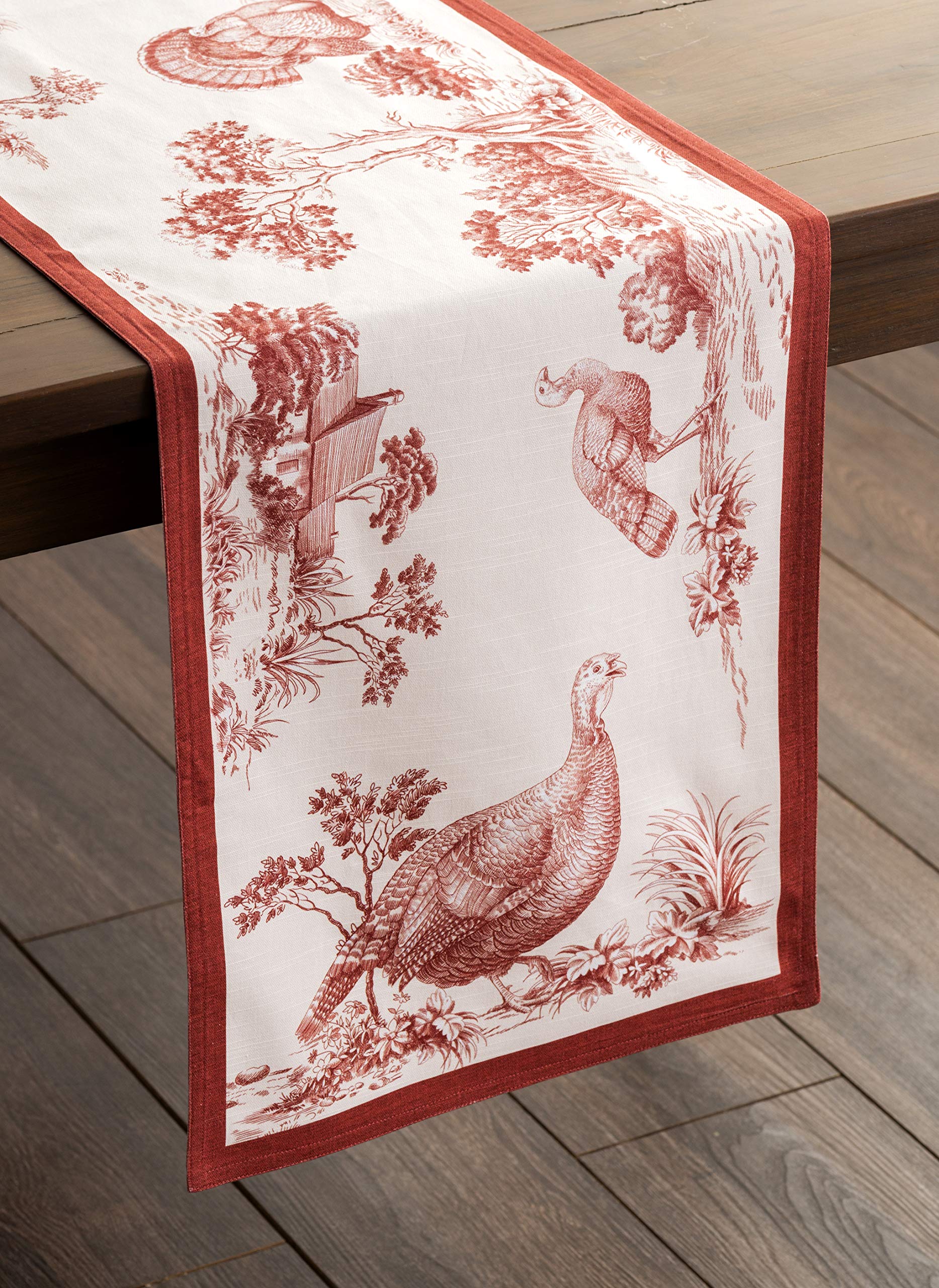 Maison D' Hermine Tablerunner 100% Cotton Table Runner Decorative Table Covers, Dining, Home, Buffet, Holy Jouy - Red (Double La