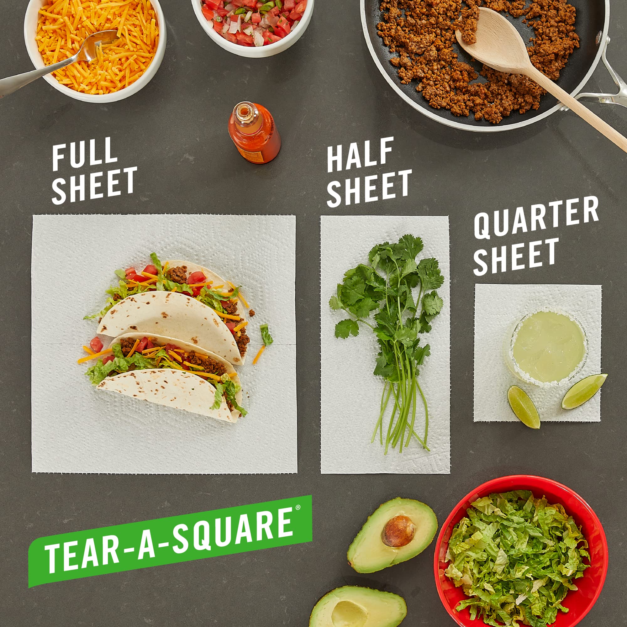 Brawny Tear-A-Square Paper Towels, 4 Double Rolls = 8 Regular Rolls