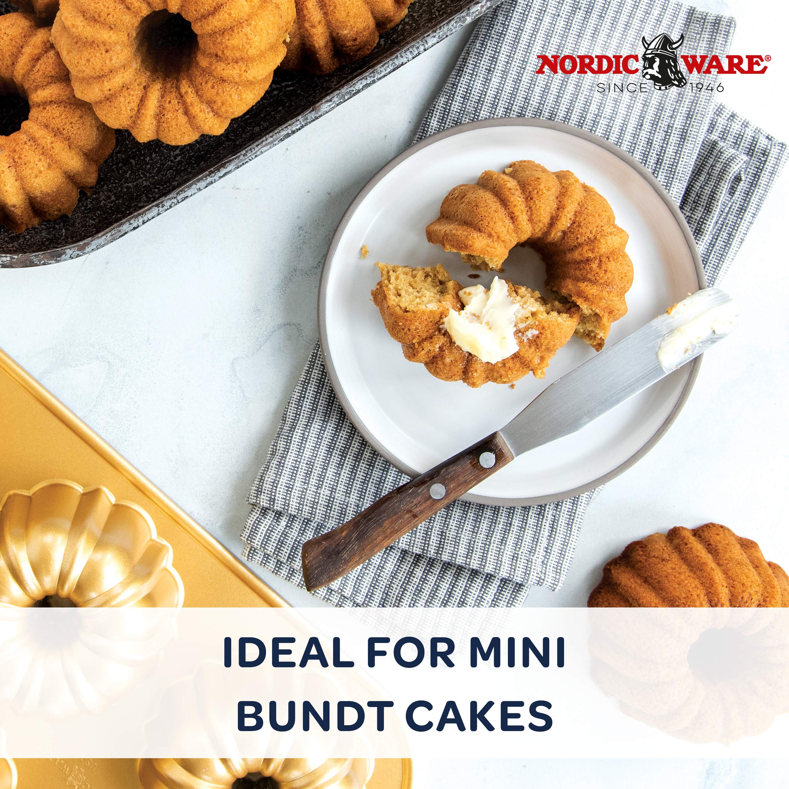 Nordic Ware Anniversary Bundtlette Pan  One Size  Gold