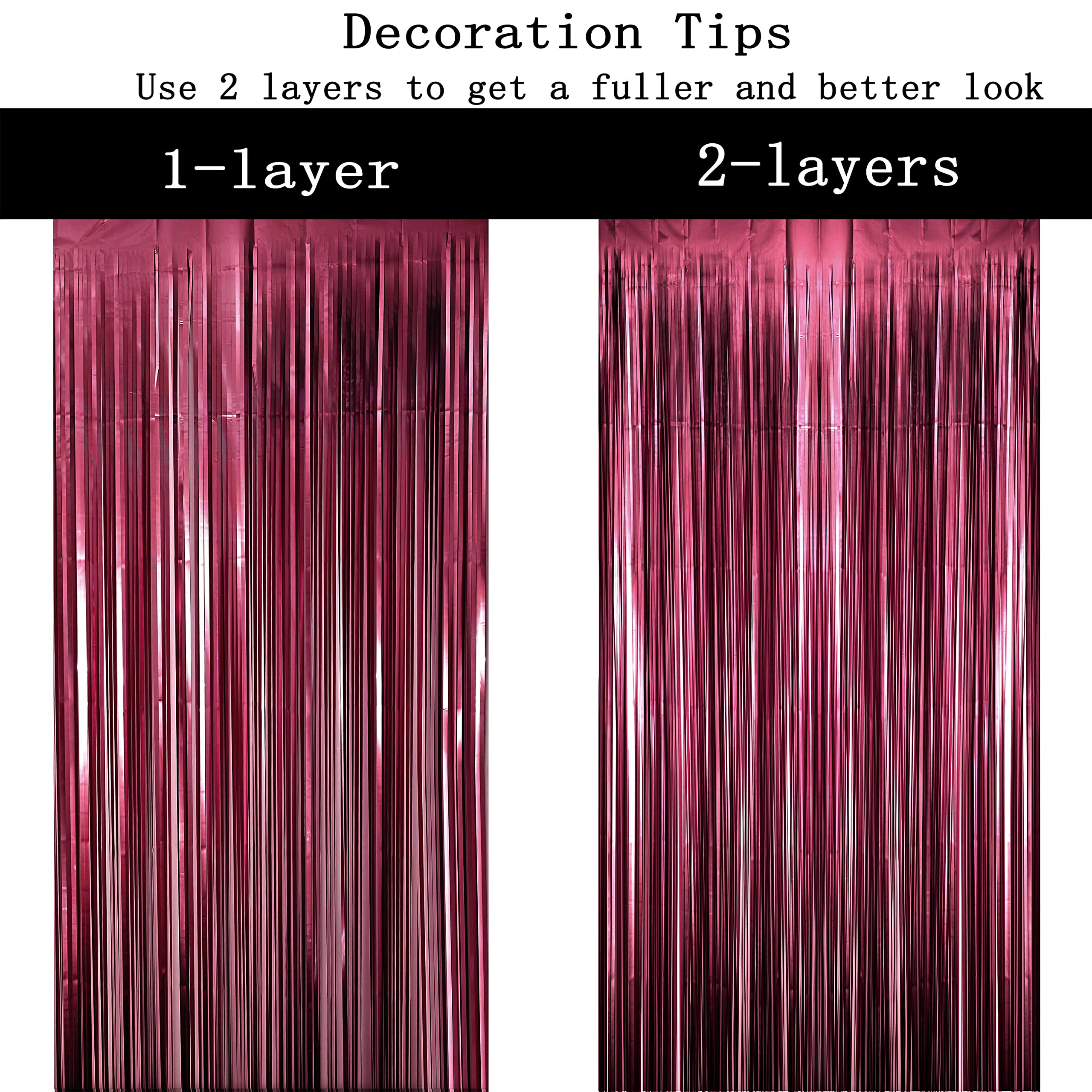 Burgundy Bachelorette Party Tinsel Foil Fringe Curtains For Wedding Anniversary Bridal Shower Happy Birthday Valentines Mothers