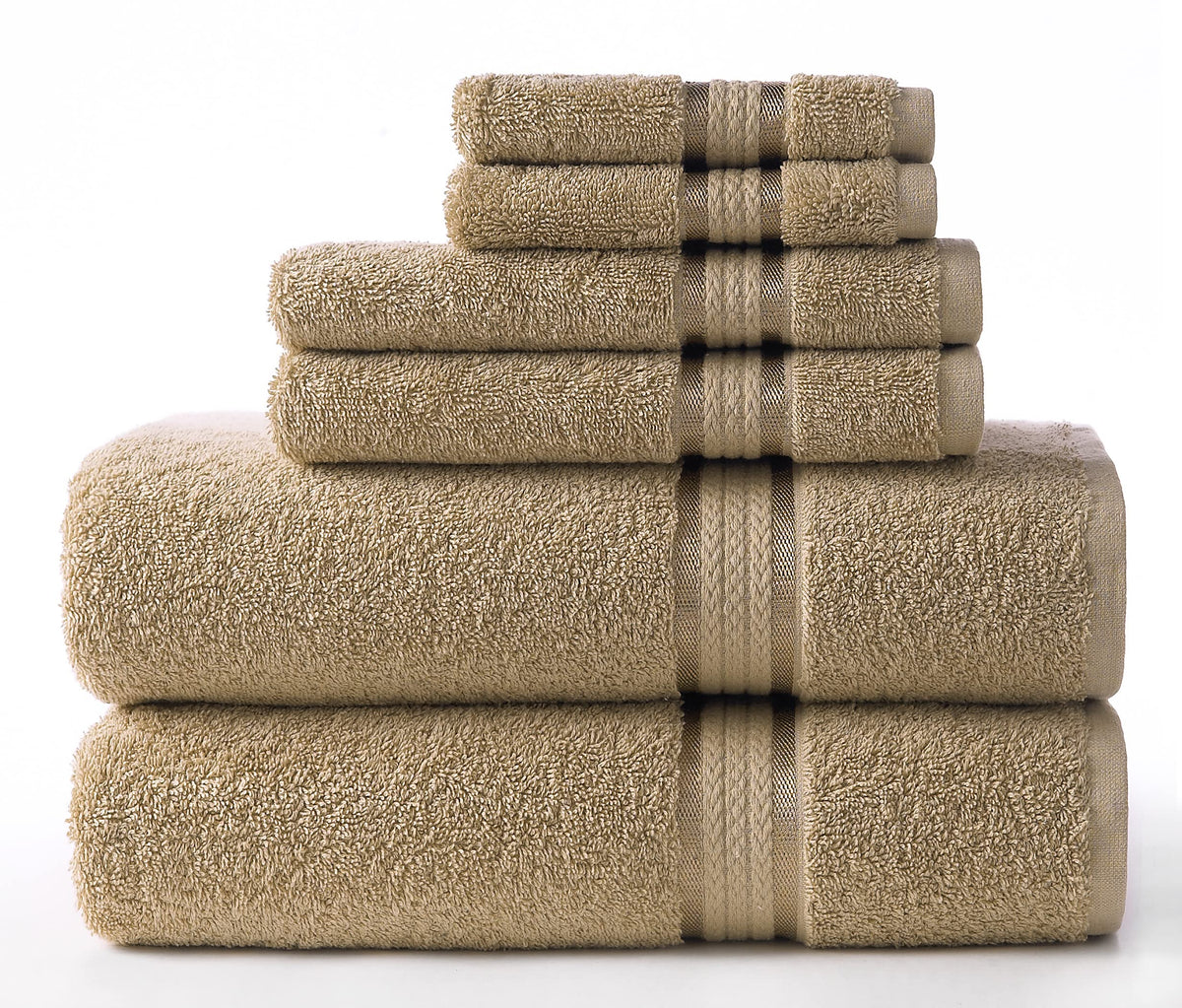 Cotton Craft Ultra Soft 6 Piece Towel Set Linen, Luxurious 100% Ringspun Cotton, Heavy Weight & Absorbent, Rayon Trim - 2 Oversi