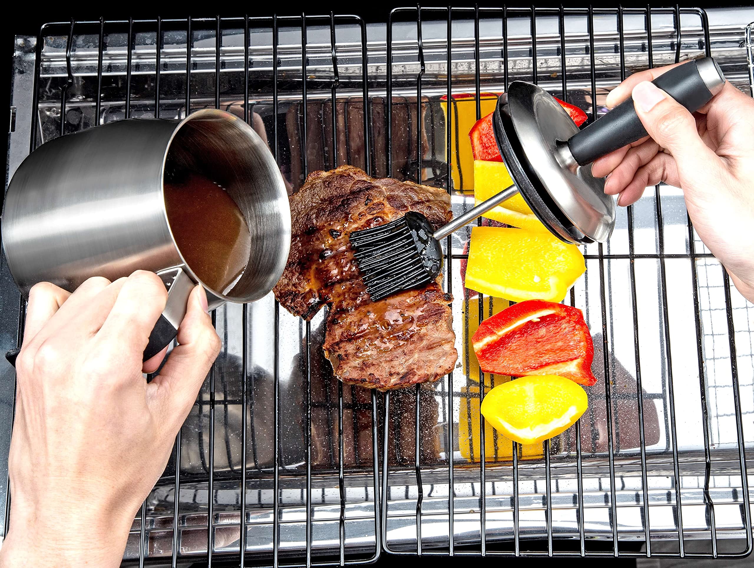 Wequality 32Oz Basting Pot With Basting Brush Set,Cooking&Grilling Gifts For Men For Dad,Grill Bbq Accessories,Premium Stainless