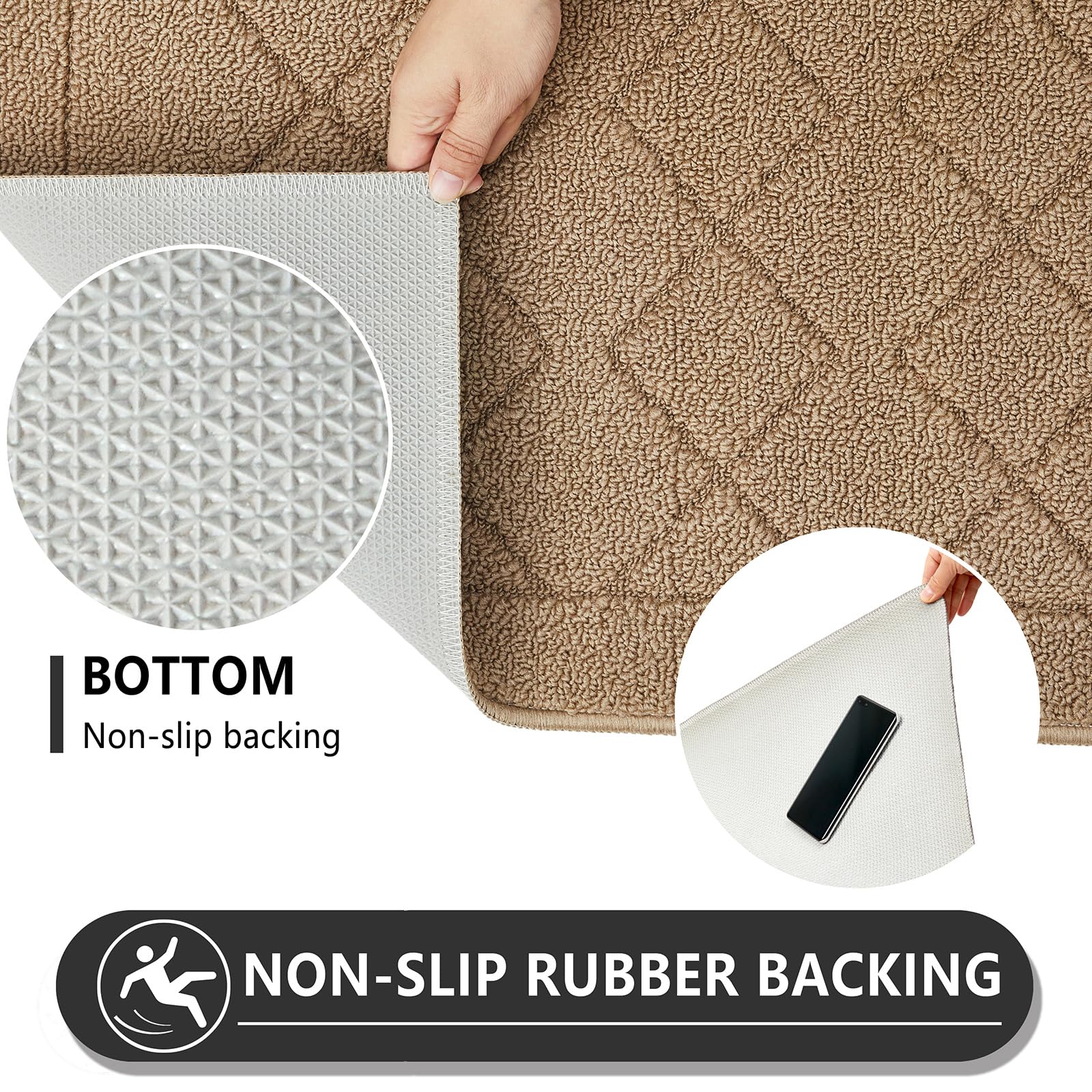REFETONE Indoor Door Mat  Front Back Door Rug  20x32  Non-Slip Absorbent Resist Dirt Entry Mat  Machine Washable Low-Profile Inside Floor Mats Doormat for Entryway  Brown