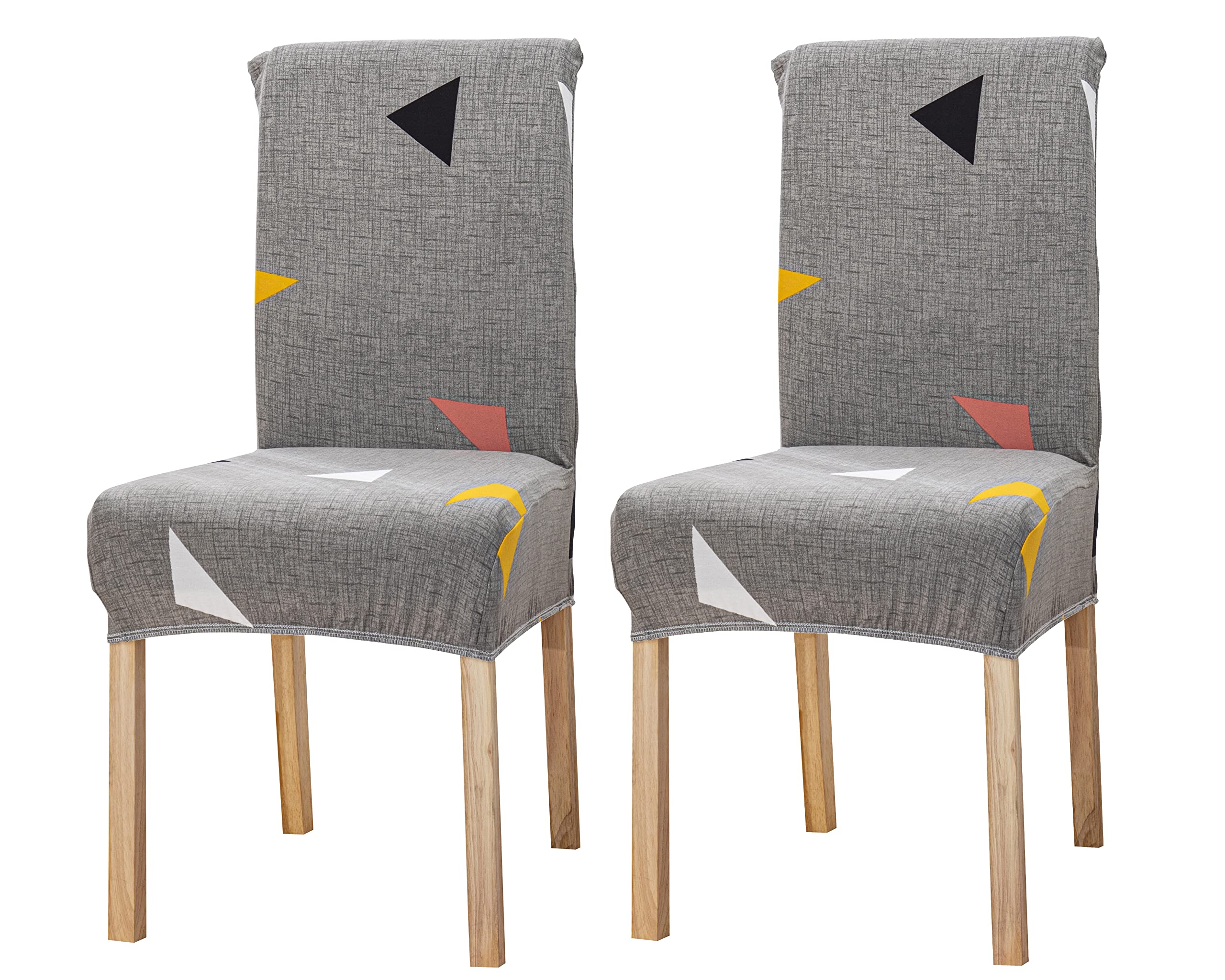 House Of Quirk Elastic Chair Cover Stretch Removable Washable Short Dining Chair Cover Protector Seat Slipcover (Pack 2, Grey Tr