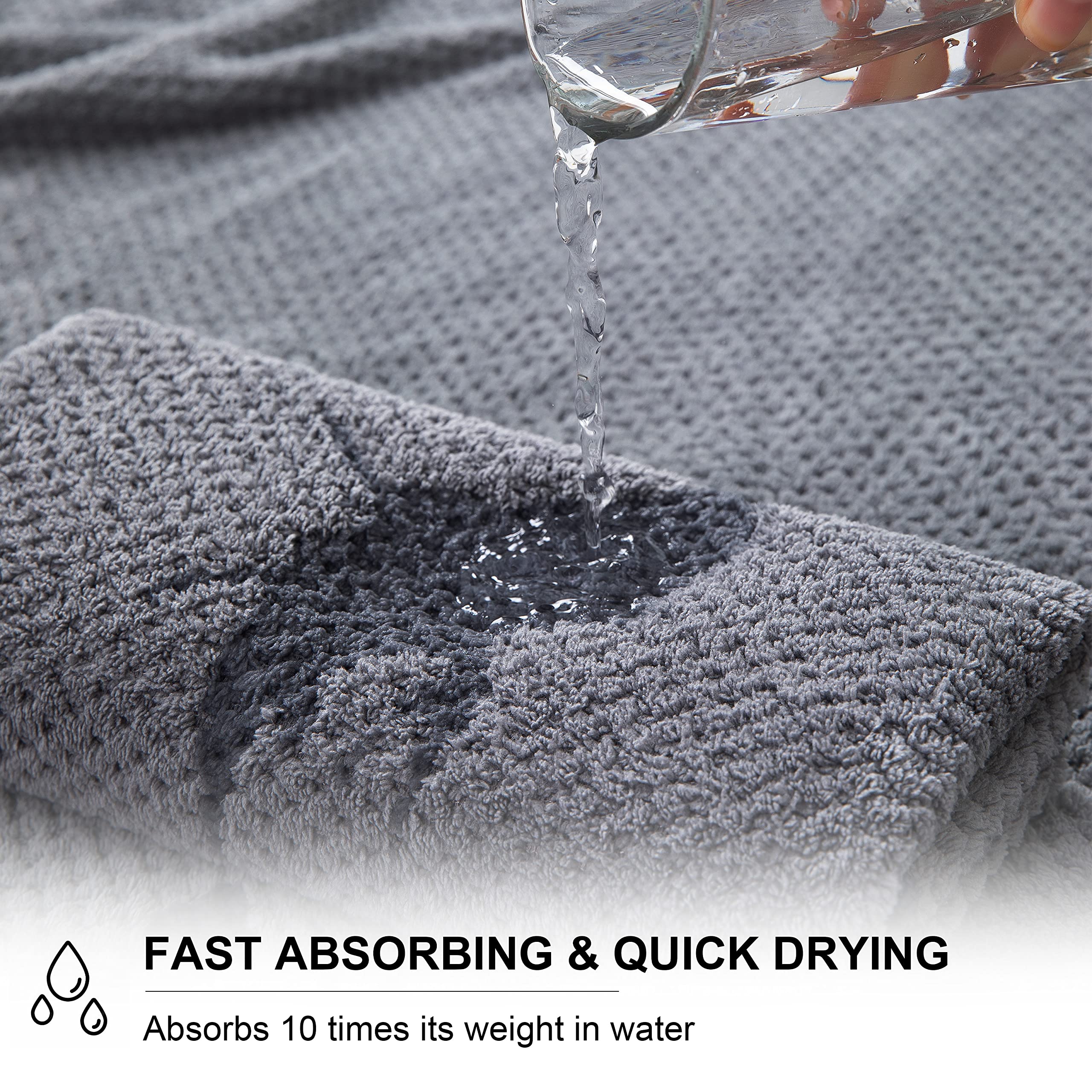 8-Piece Gray Bath Towel Set, 2 Extra Large Bath Towel Sheets, 2 Hand Towels And 4 Washcloths - Highly Absorbent Quick Dry Microf