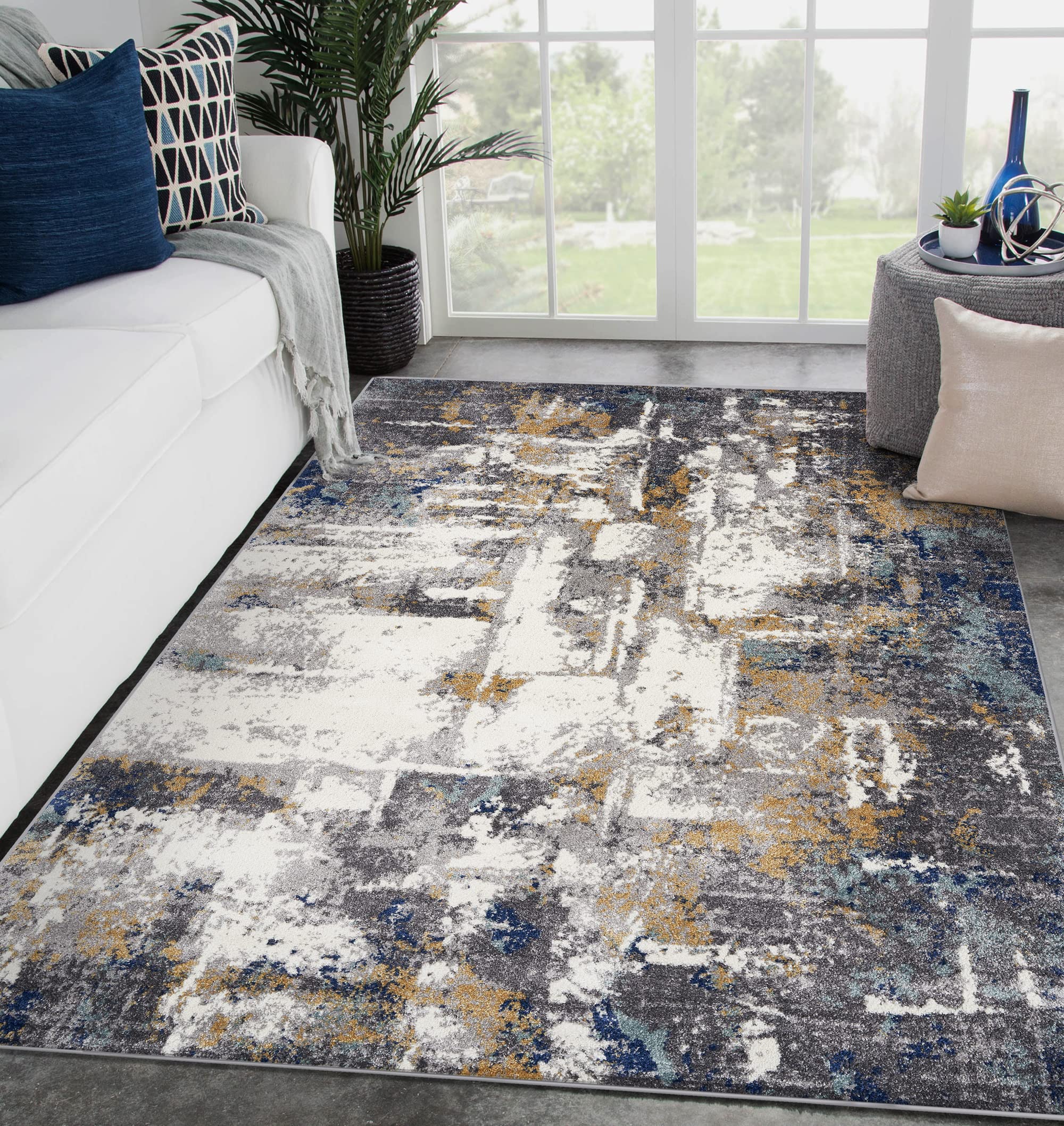 LUXE WEAVERS Hampstead Abstract Collection Gray 6x9 Area Rug 49