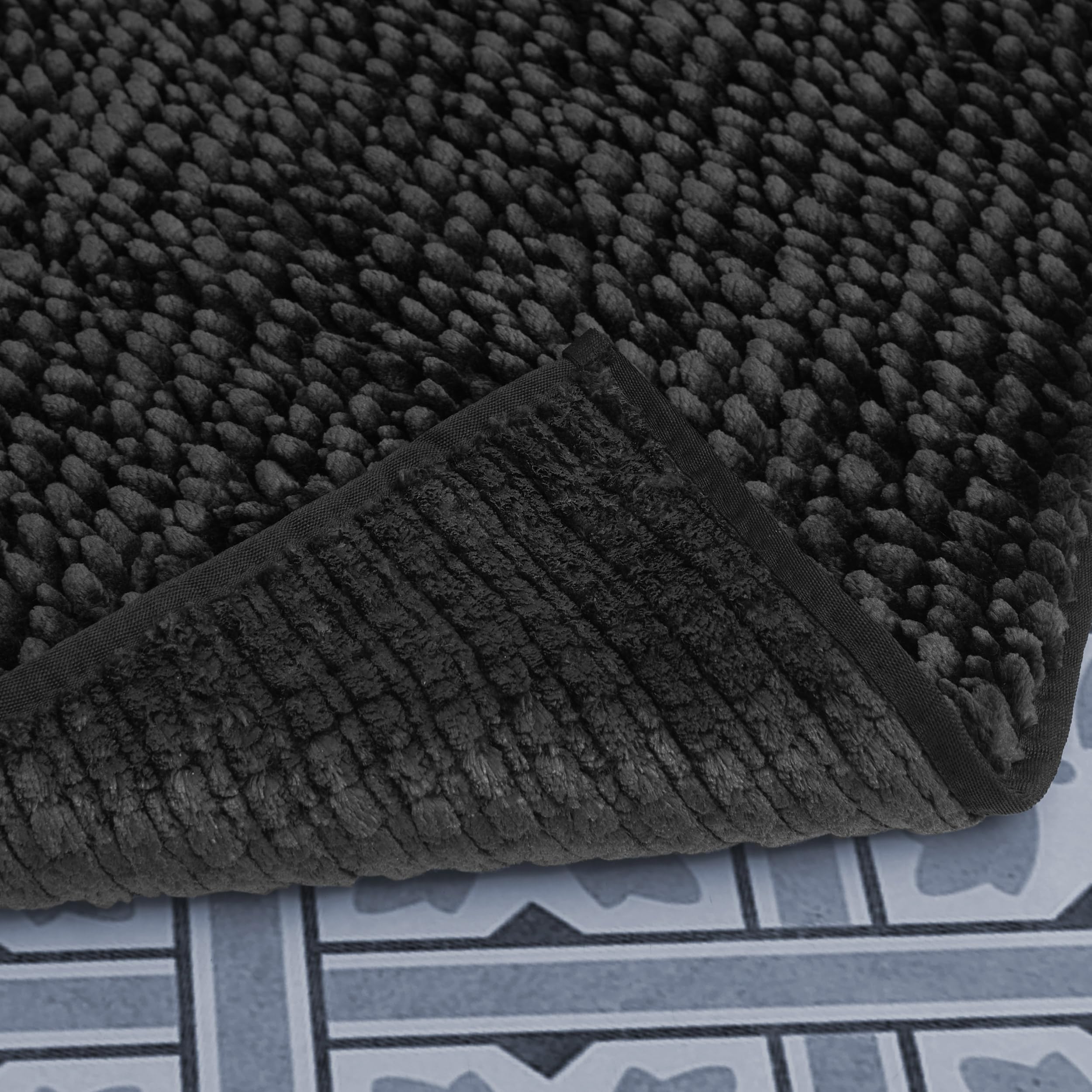 Laura Ashley Butter Chenille Bath Rug, Absorbent Shaggy Bathroom Mat, Non Slip Plush Carpet Rugs For Tub And Sink - 2 Piece (17'