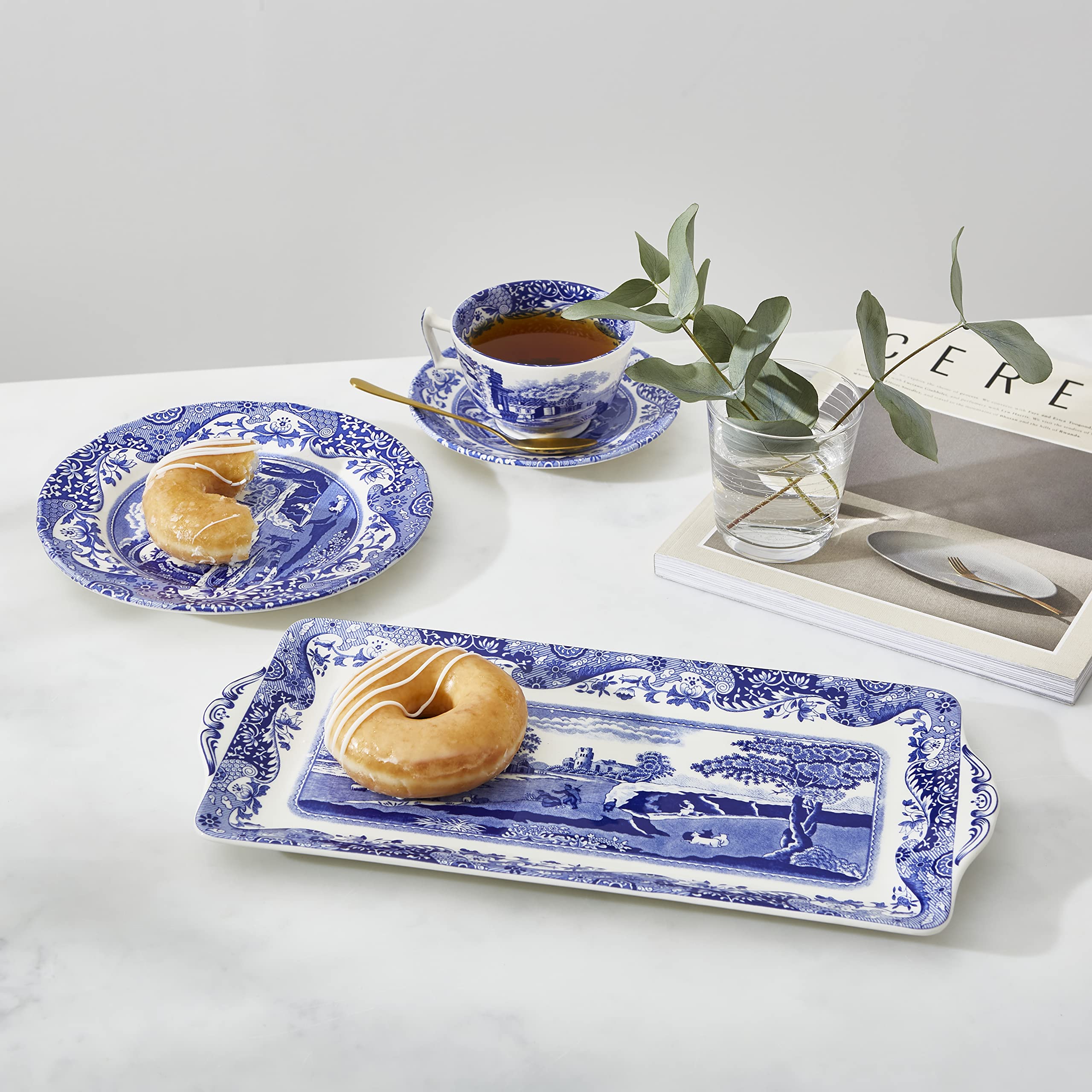 Spode Blue Italian Sandwich Tray | Serving Platter For Tea Sandwiches, Desserts, And Appetizers | Porcelain | Measures 13-Inches