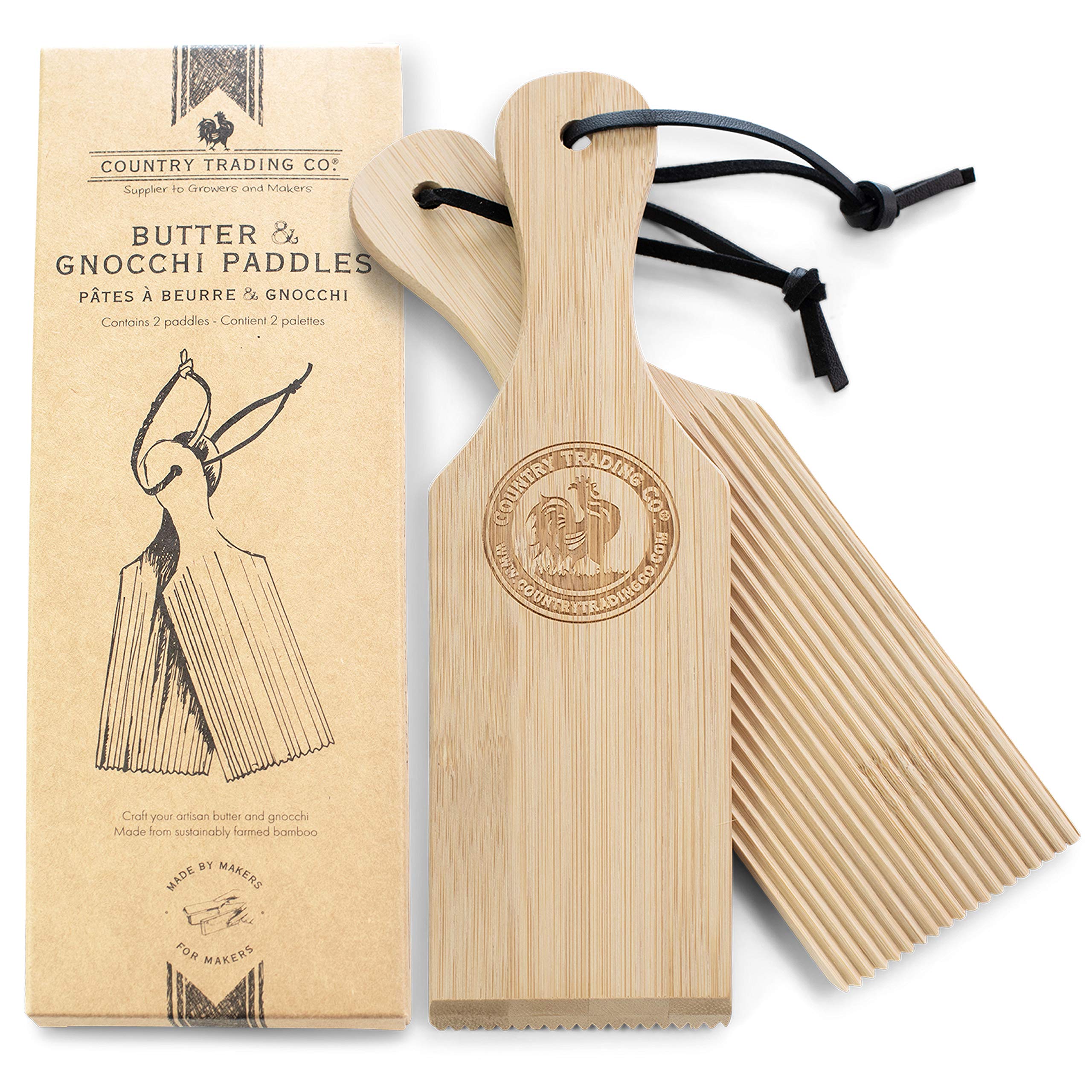 Gnocchi Boards and Wooden Butter Paddles to Easily Create Authentic Homemade Pasta and Butter Without Sticking - Set of 2 Makers